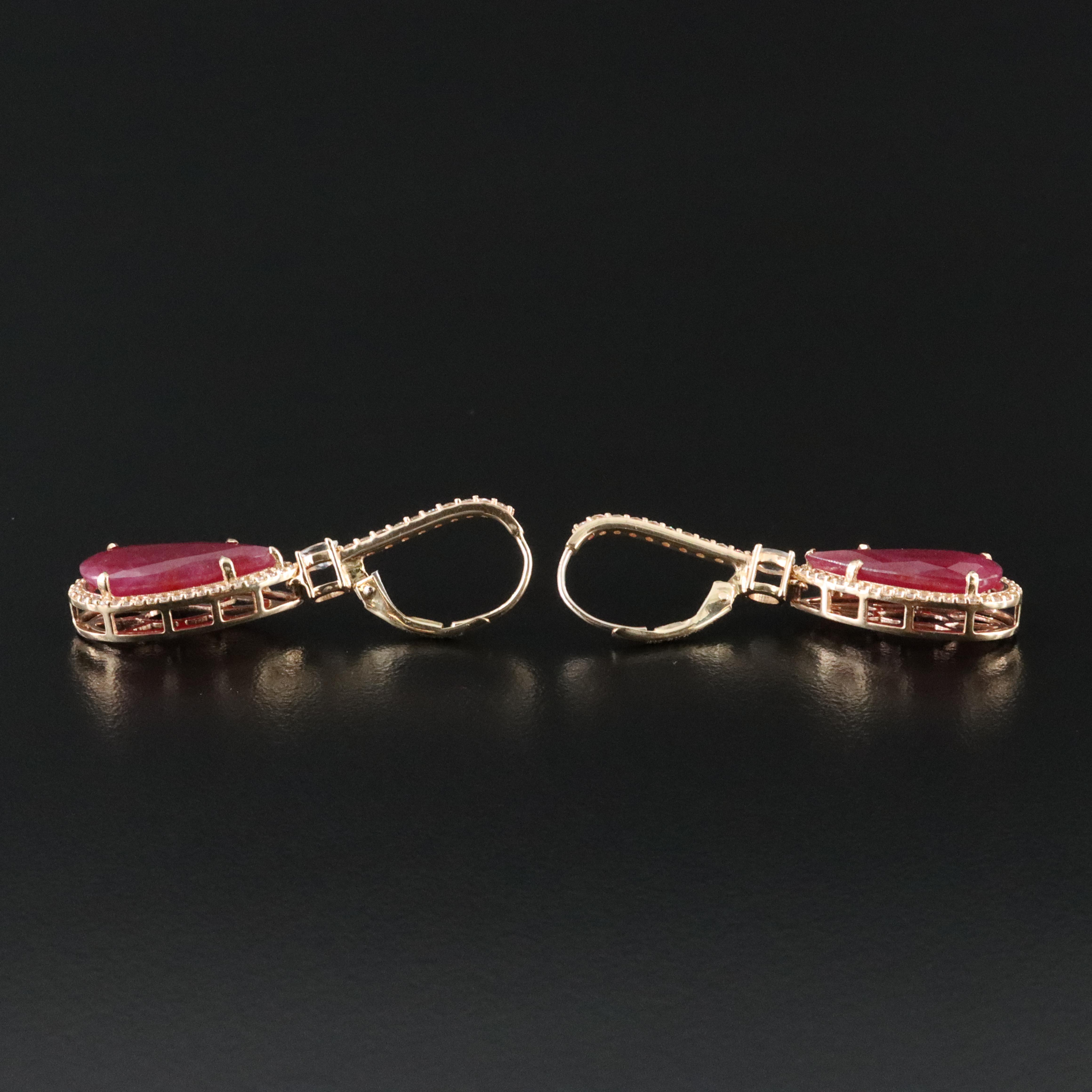14K 11.09 CTW Ruby, White Sapphire, and Diamond Earrings with IGI Jewelry Report