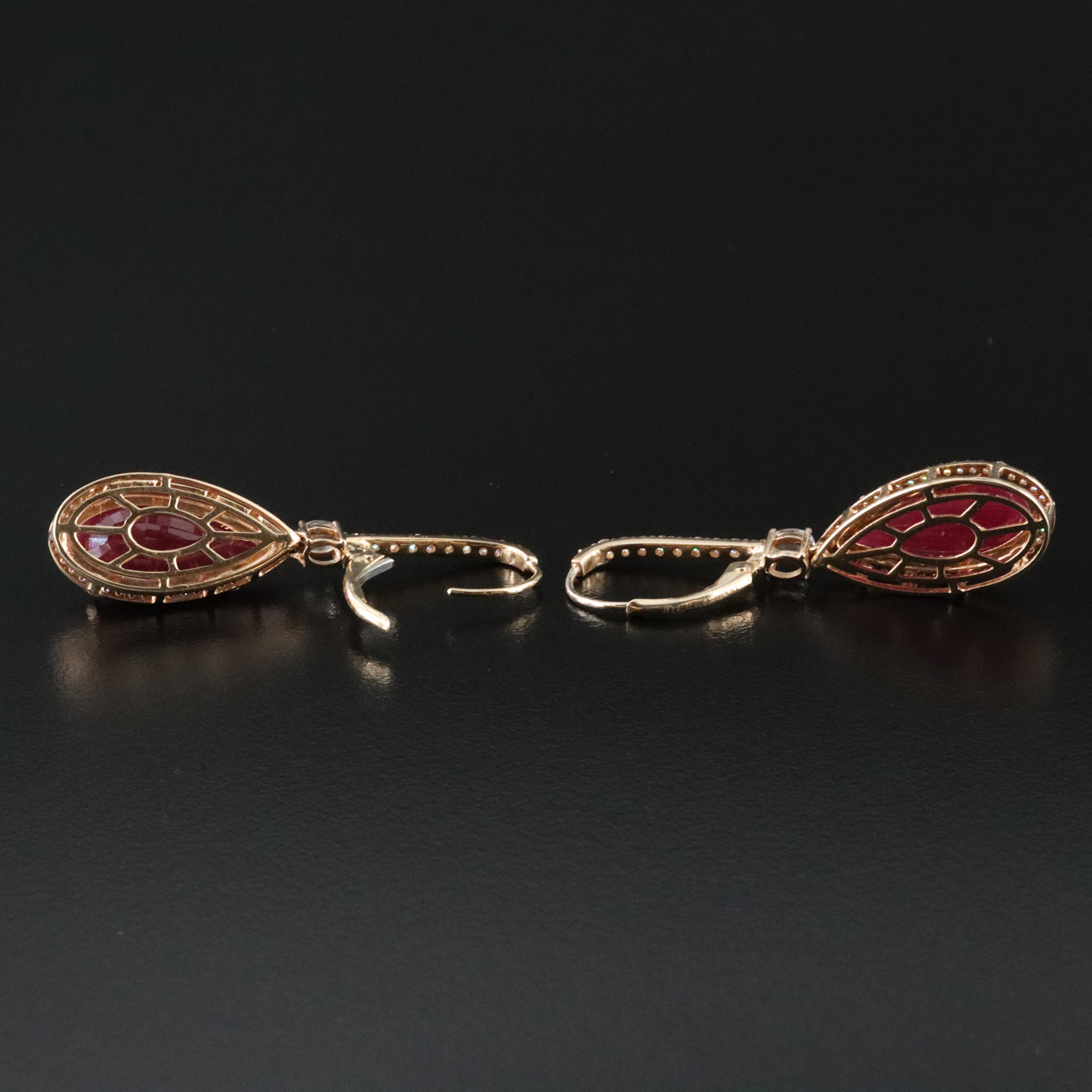 14K 11.09 CTW Ruby, White Sapphire, and Diamond Earrings with IGI Jewelry Report