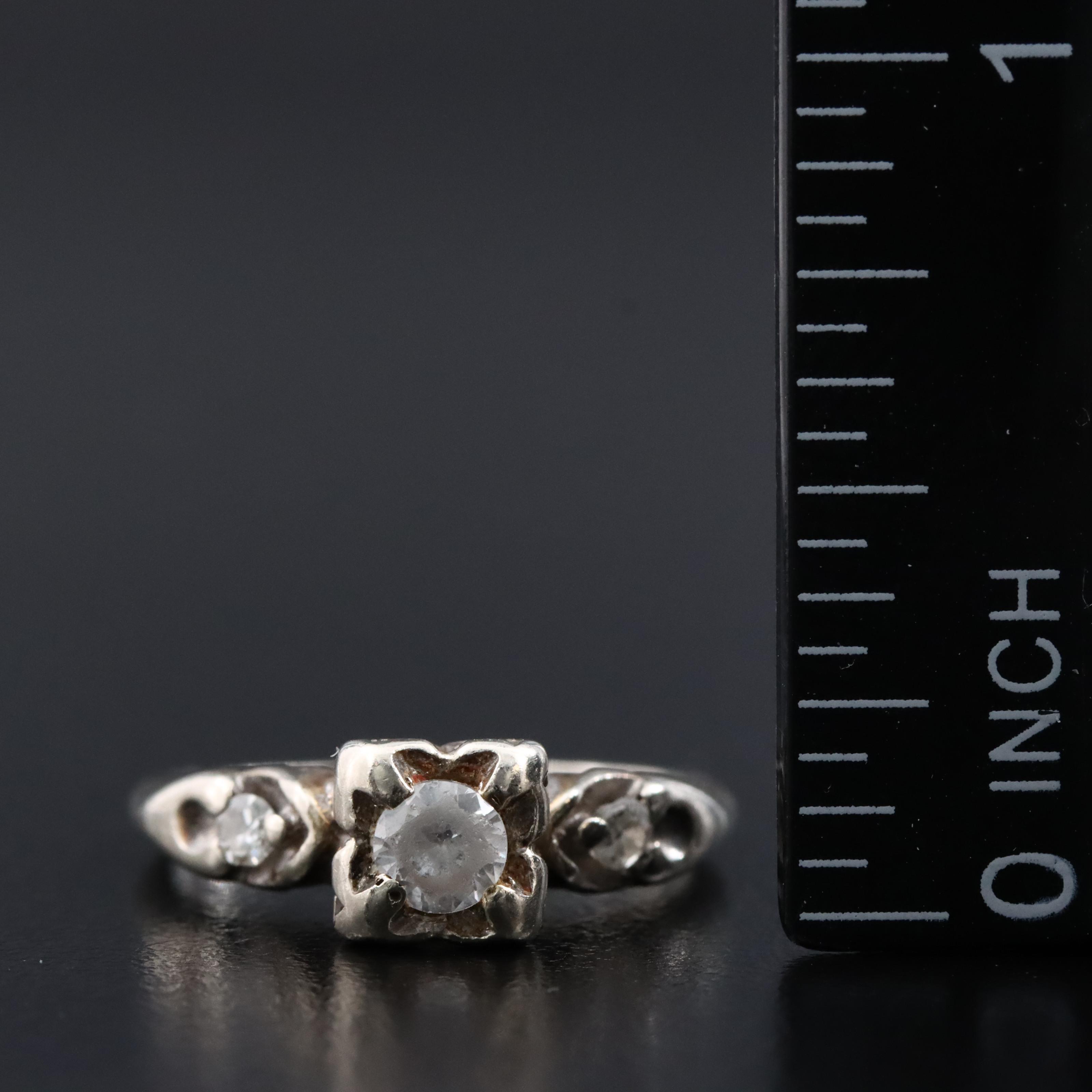 14K 0.07 CTW Diamond Ring with Glass Center