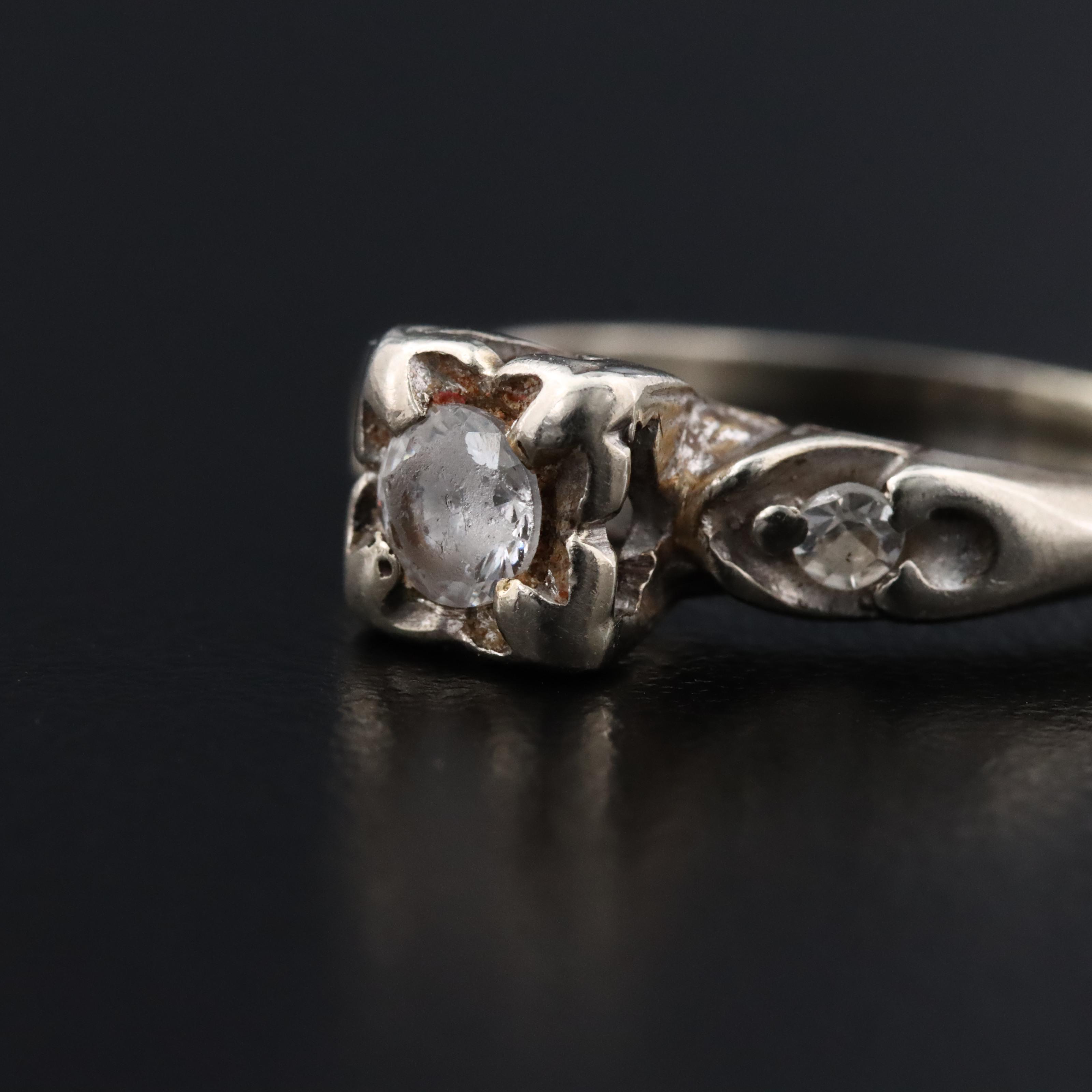 14K 0.07 CTW Diamond Ring with Glass Center