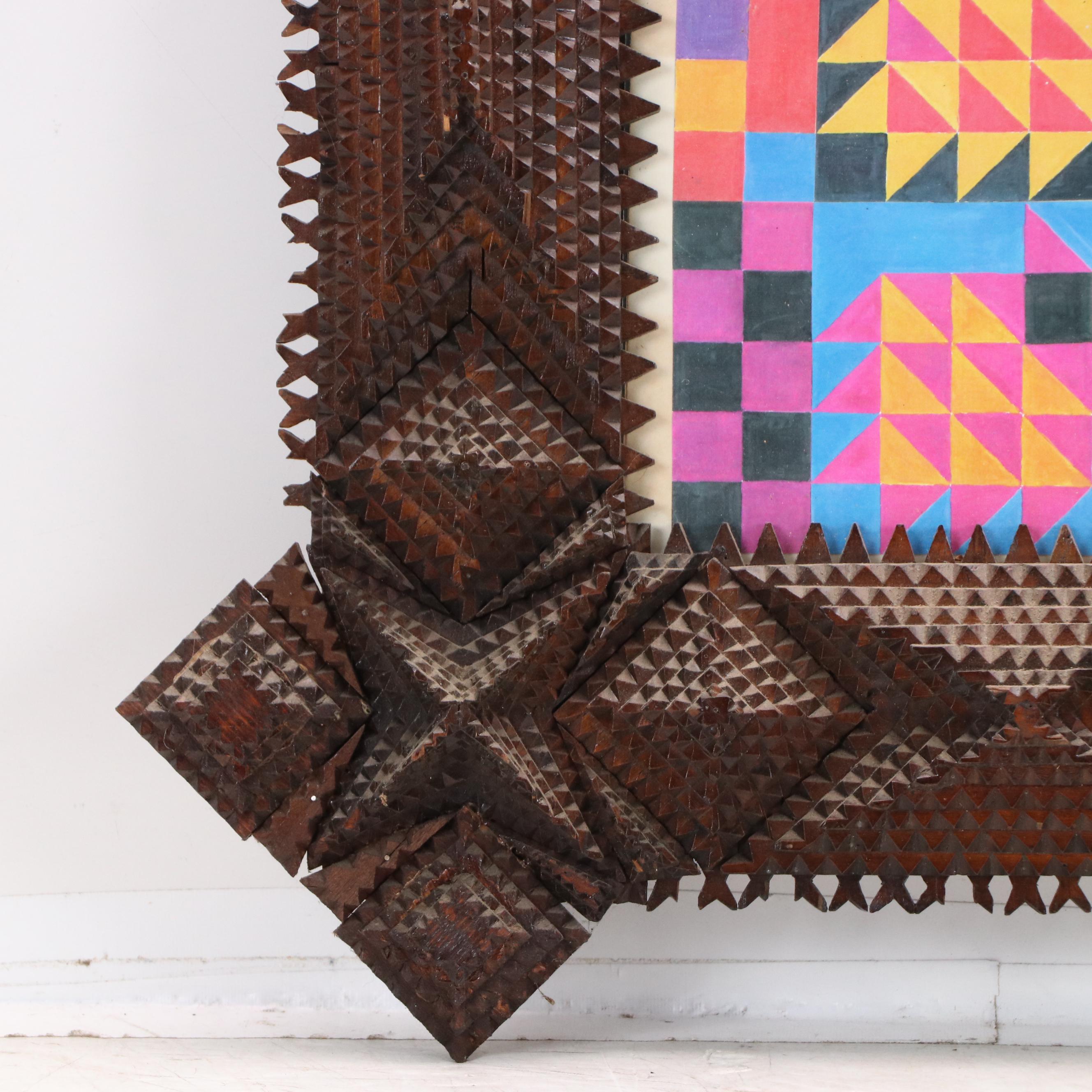 Robert Beaven Tramp Art Wooden Frame with Abstract Geometric Digital Print