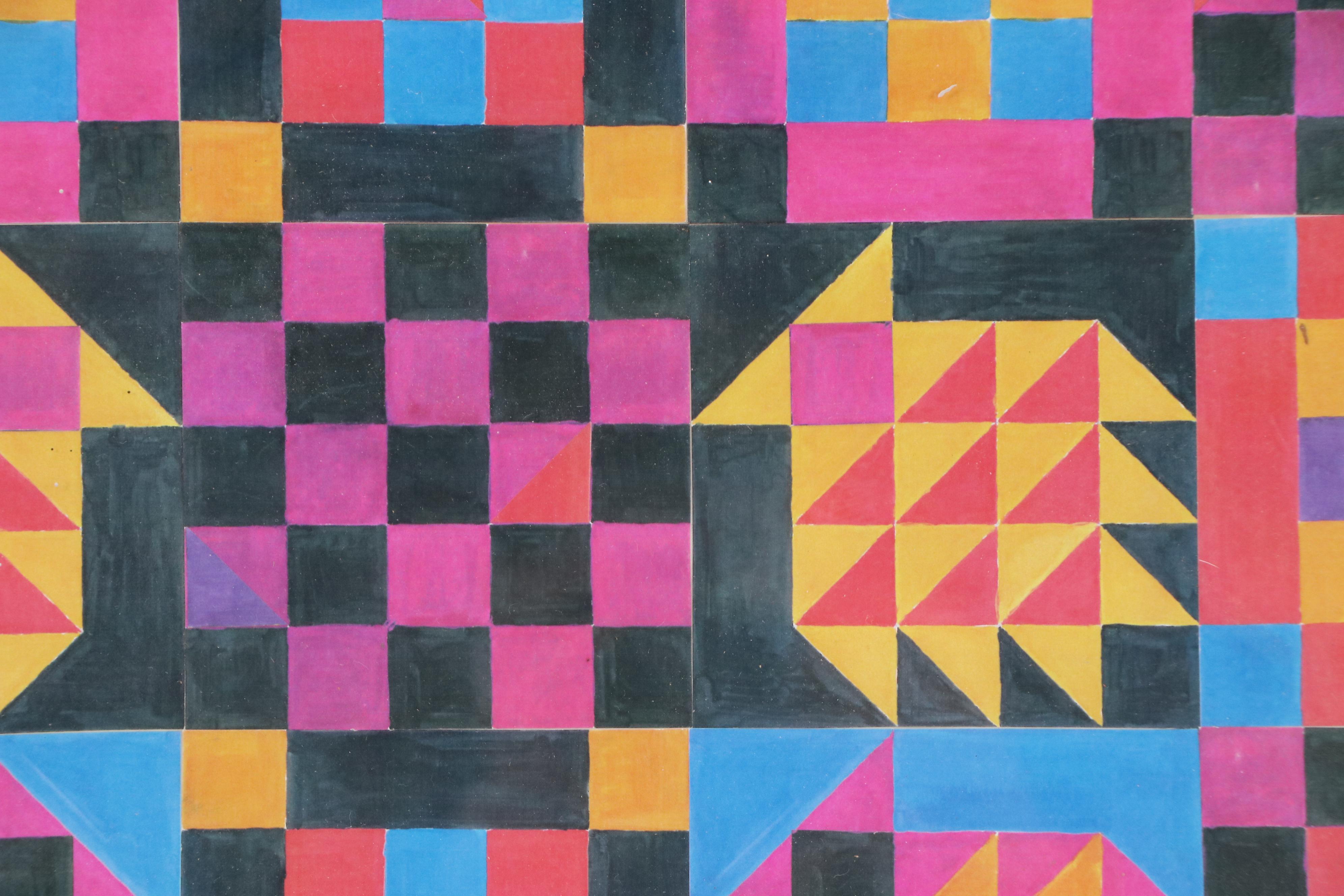 Robert Beaven Tramp Art Wooden Frame with Abstract Geometric Digital Print