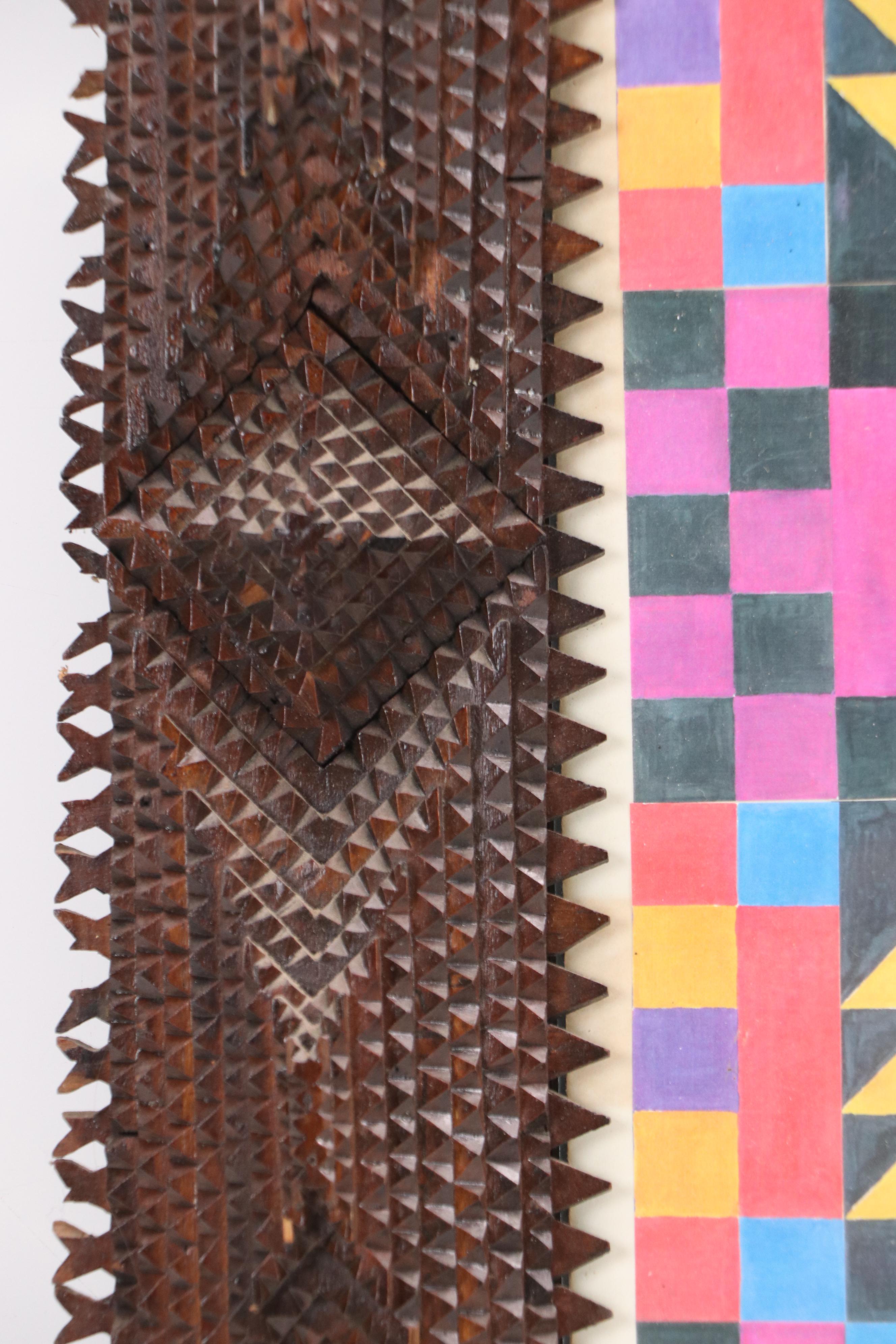 Robert Beaven Tramp Art Wooden Frame with Abstract Geometric Digital Print