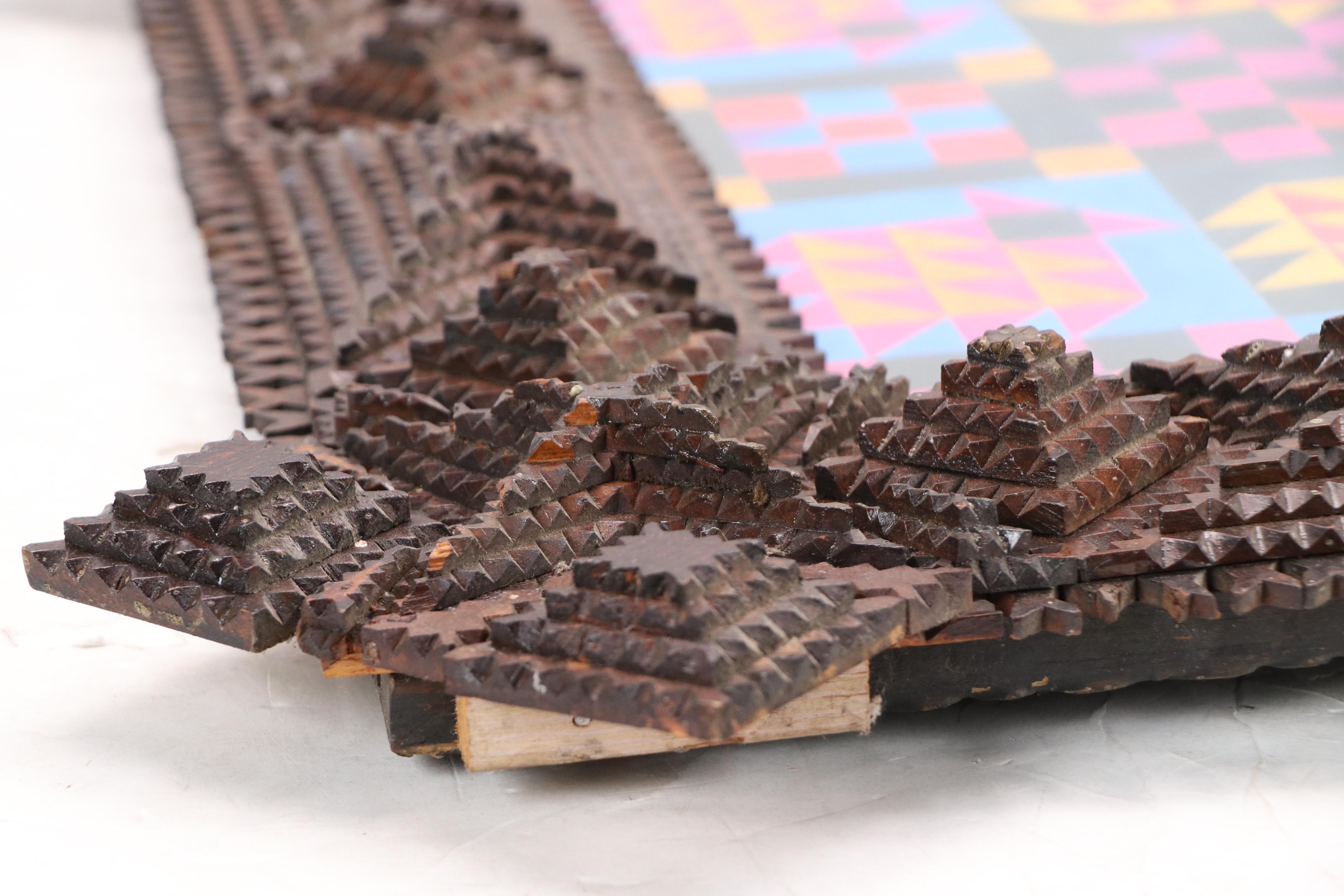 Robert Beaven Tramp Art Wooden Frame with Abstract Geometric Digital Print