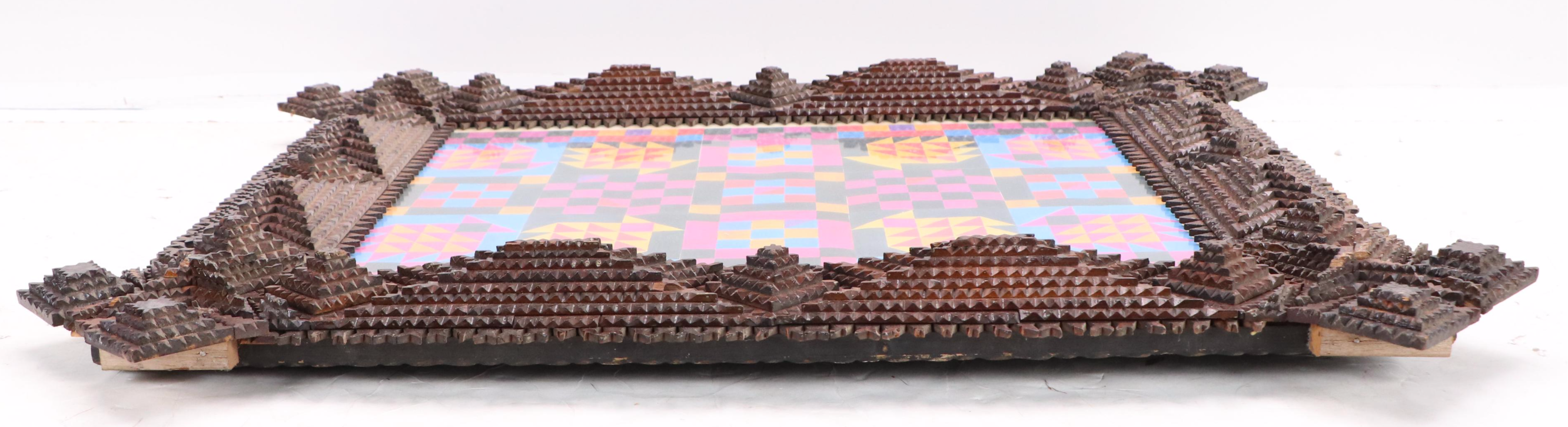 Robert Beaven Tramp Art Wooden Frame with Abstract Geometric Digital Print