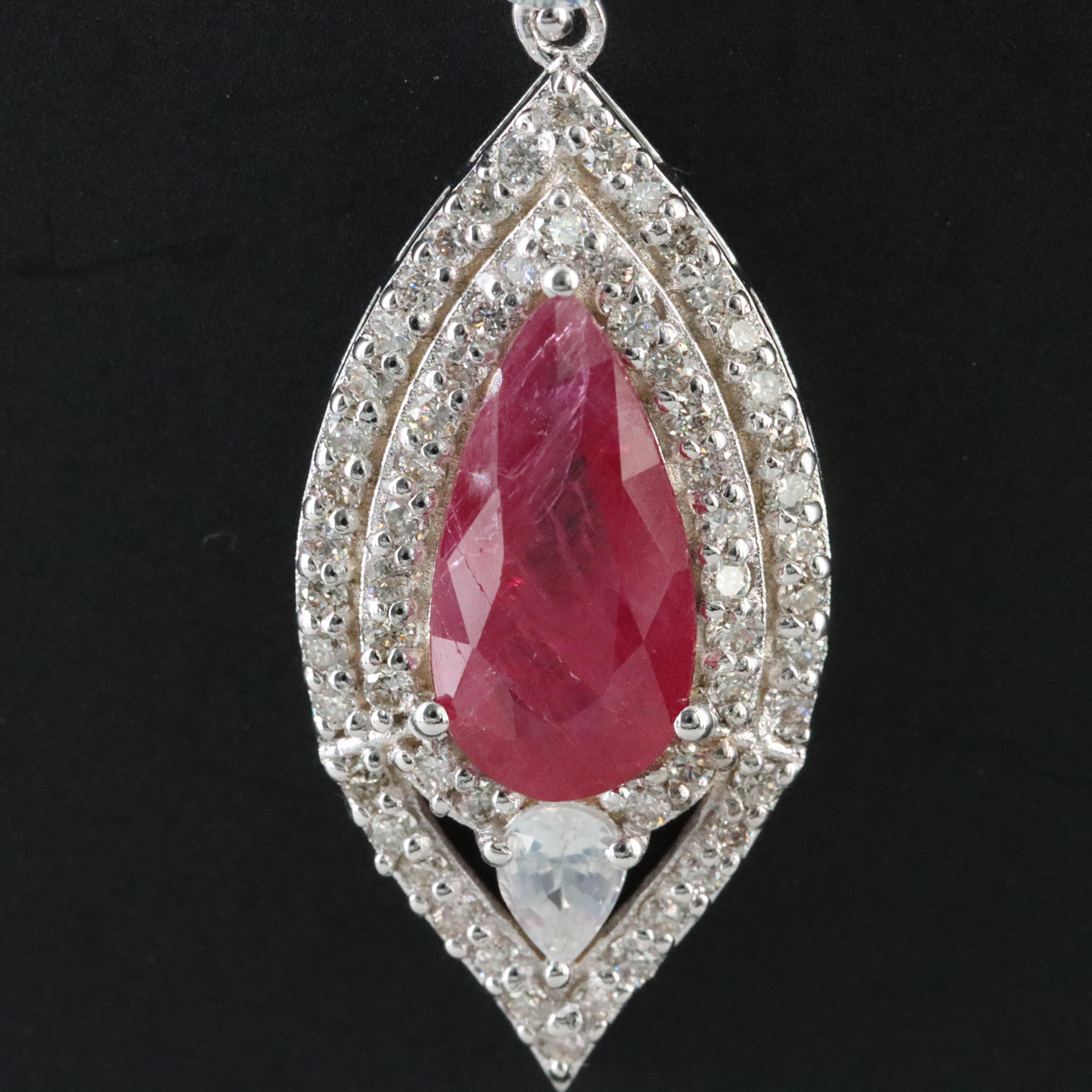 14K 1.90 CT Ruby, White Sapphire, and Diamond Necklace with IGI Jewelry Report