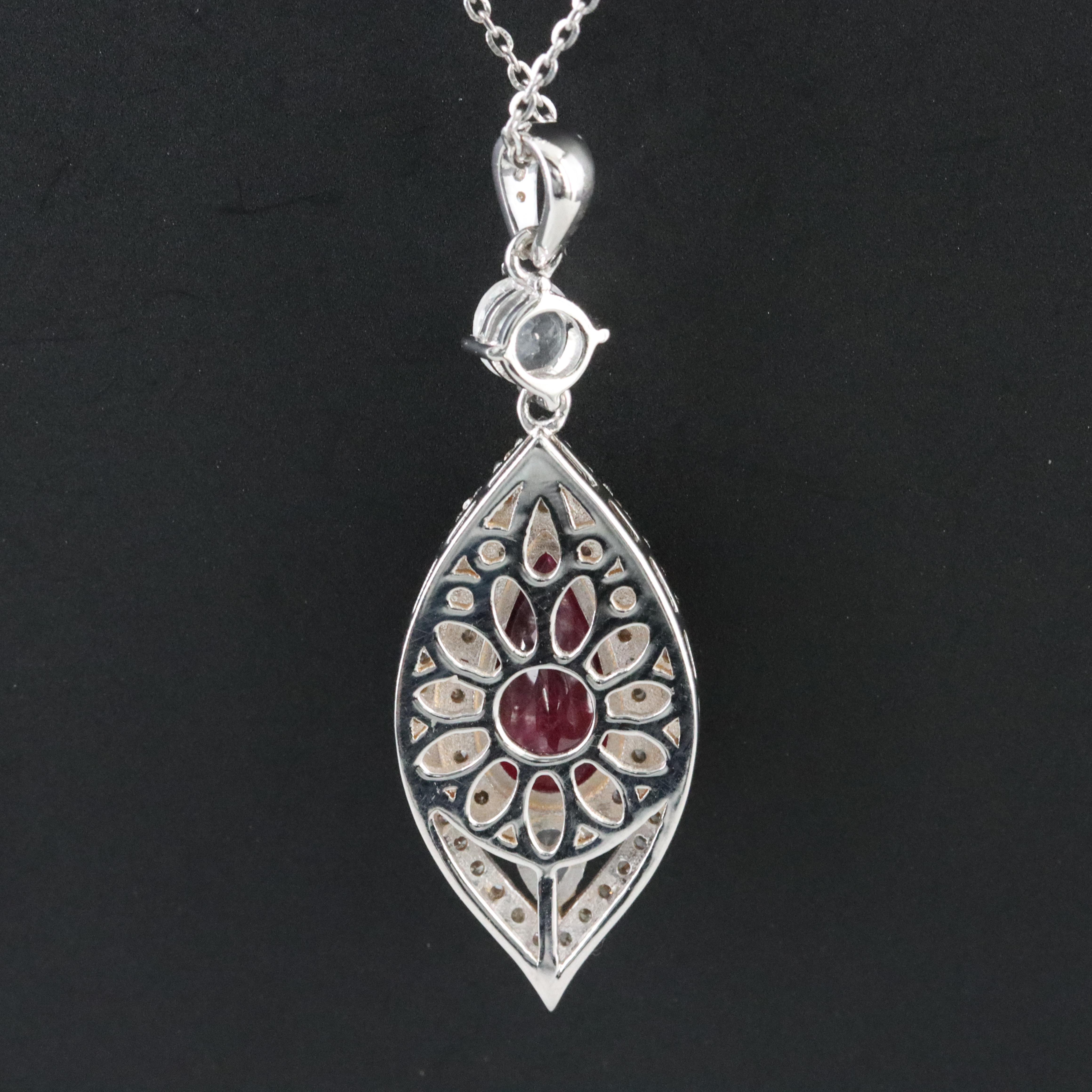 14K 1.90 CT Ruby, White Sapphire, and Diamond Necklace with IGI Jewelry Report