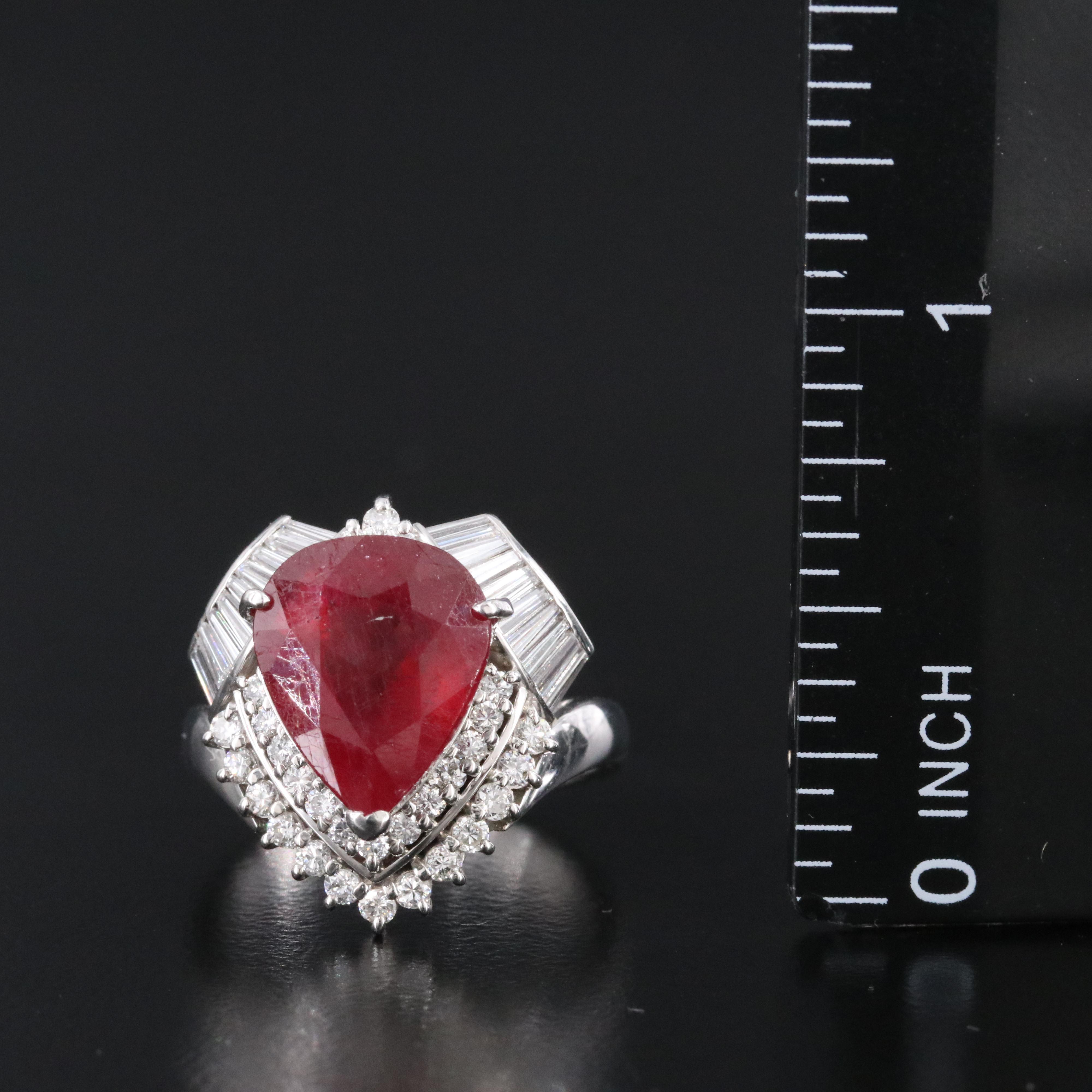 Platinum Filled Corundum and Diamond Ring