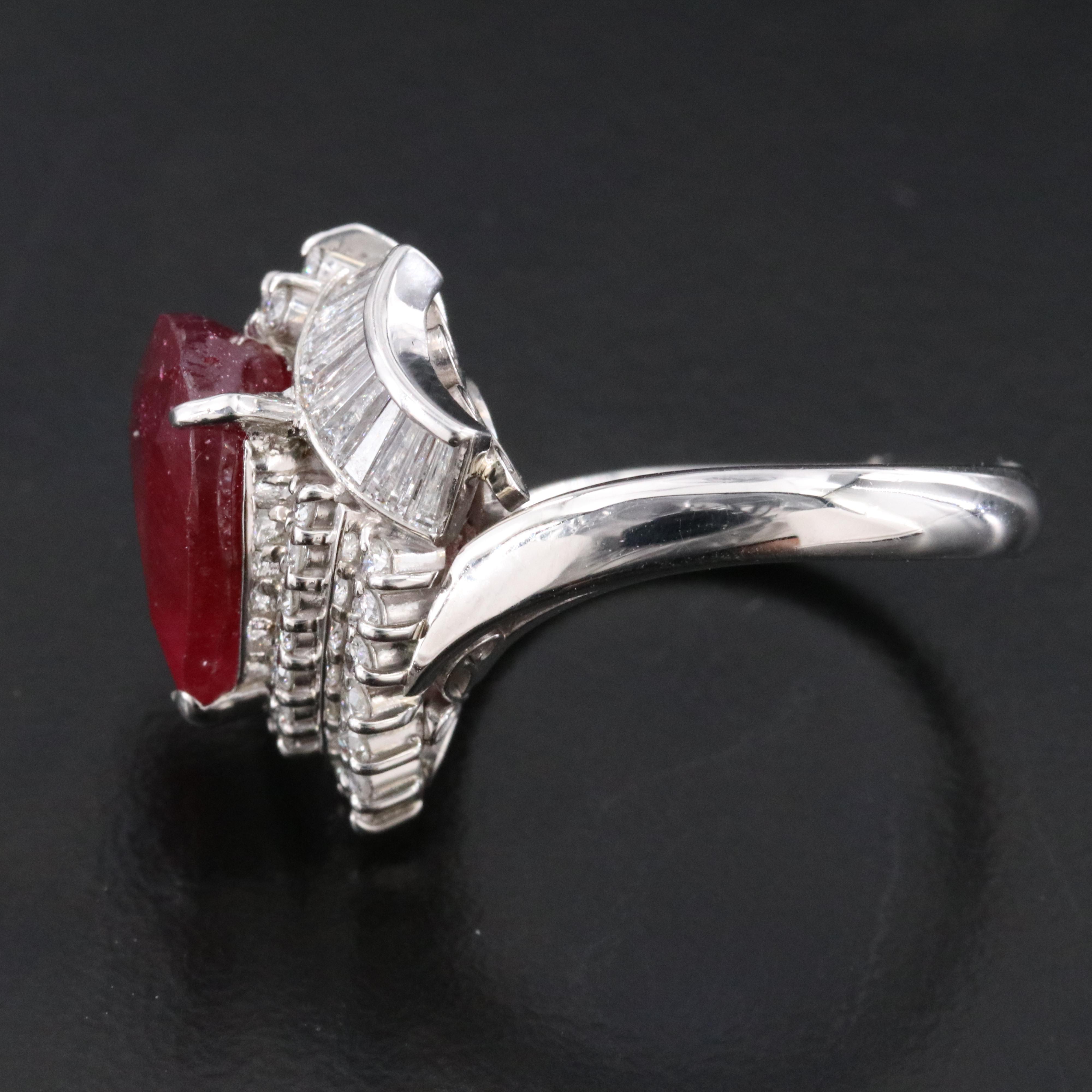 Platinum Filled Corundum and Diamond Ring