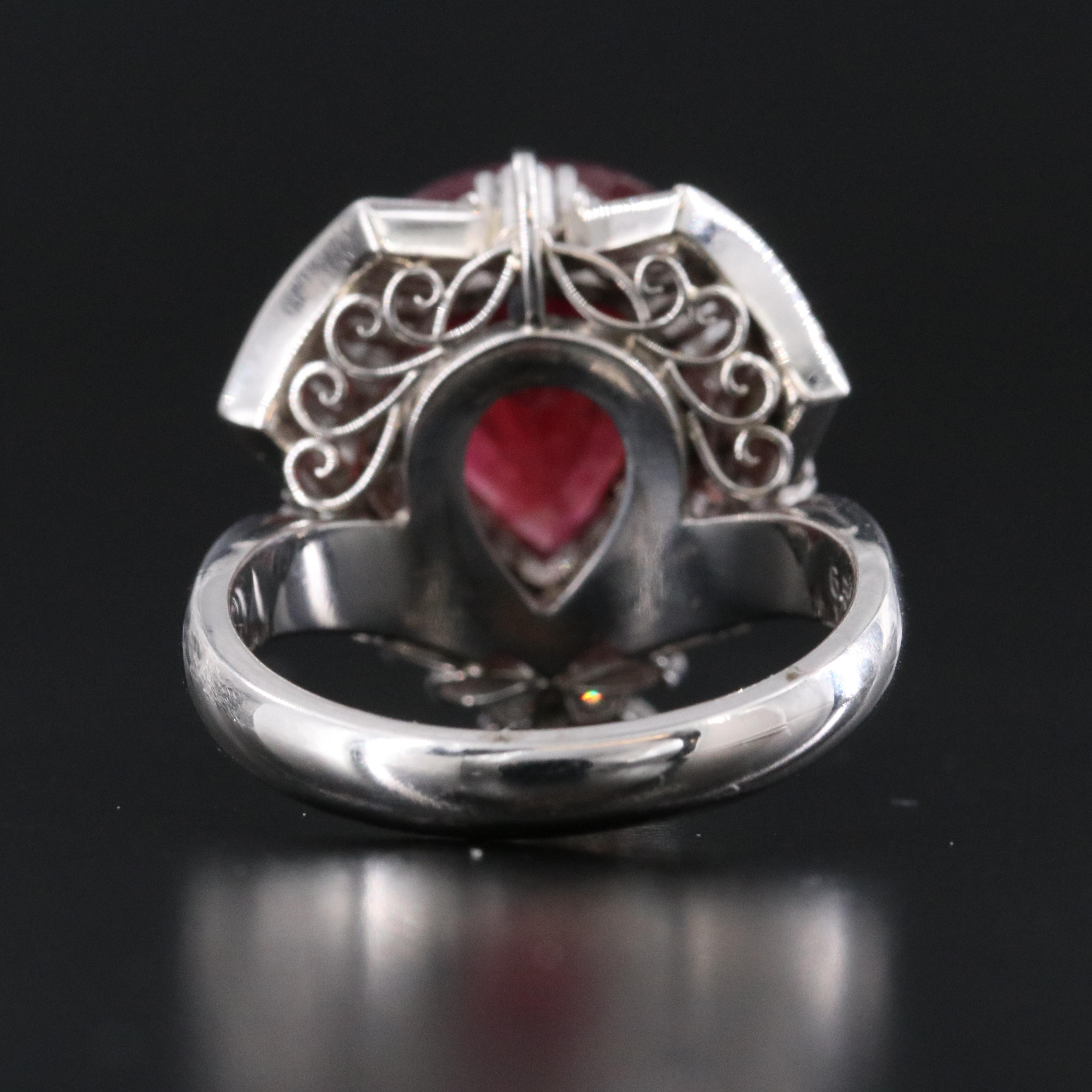 Platinum Filled Corundum and Diamond Ring