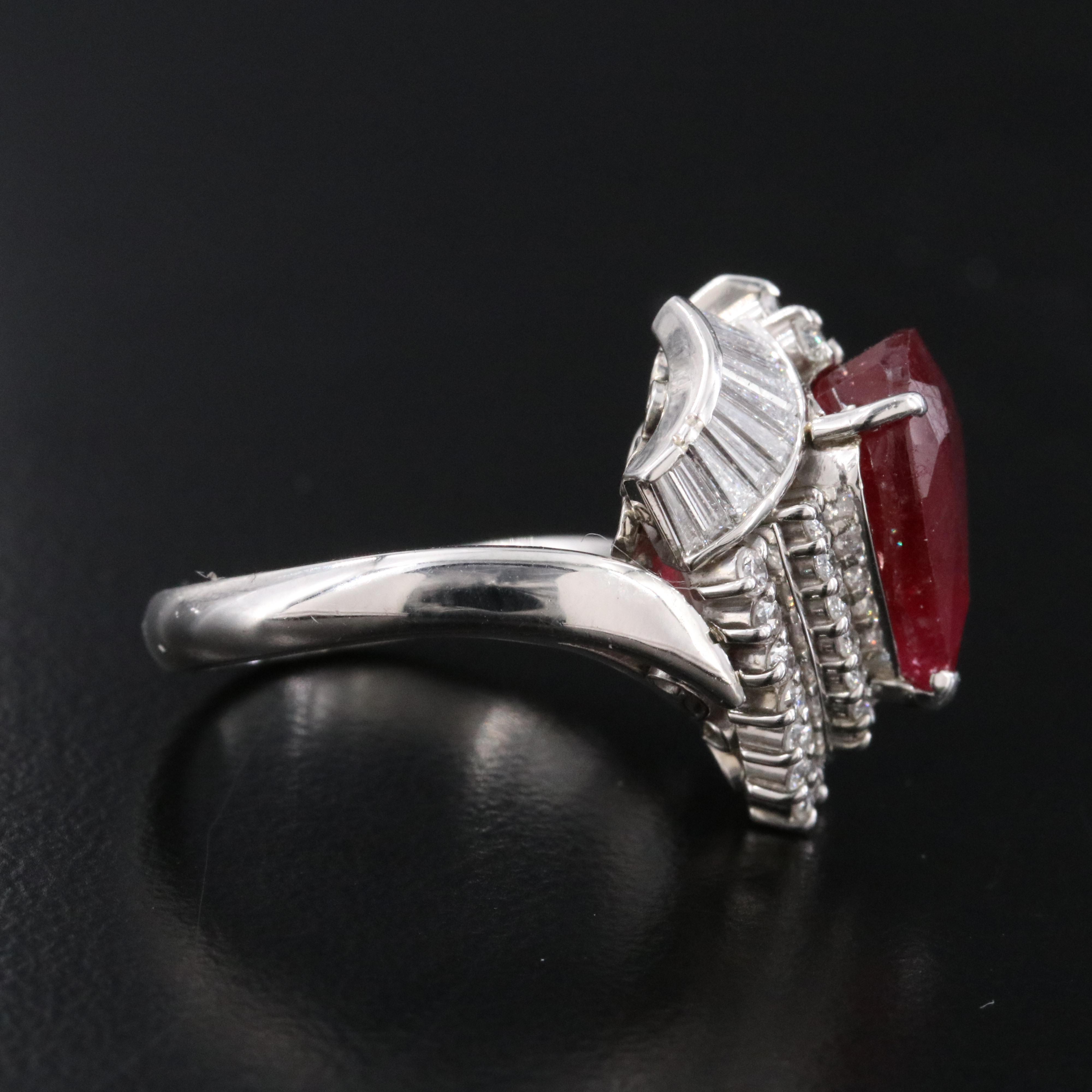 Platinum Filled Corundum and Diamond Ring