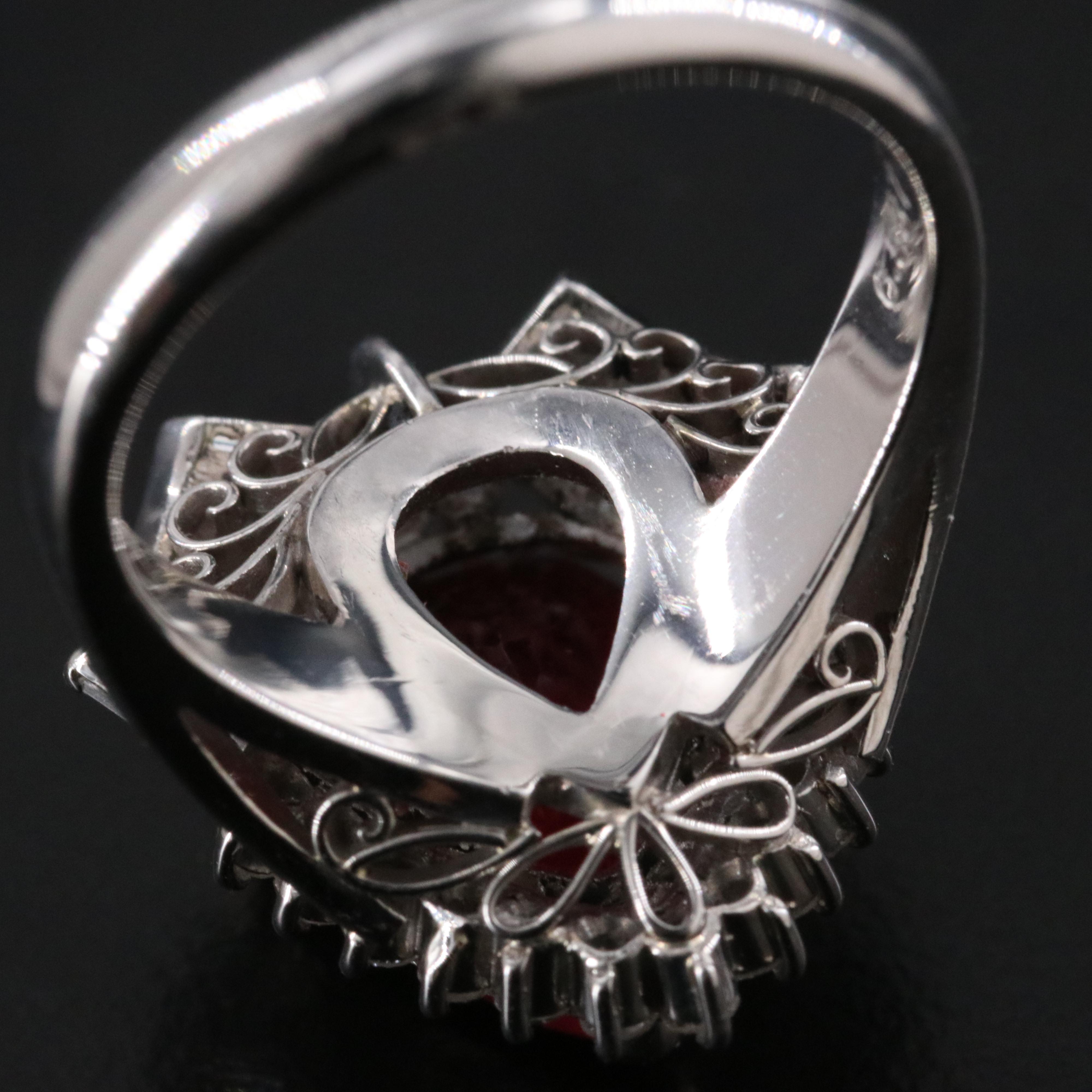 Platinum Filled Corundum and Diamond Ring