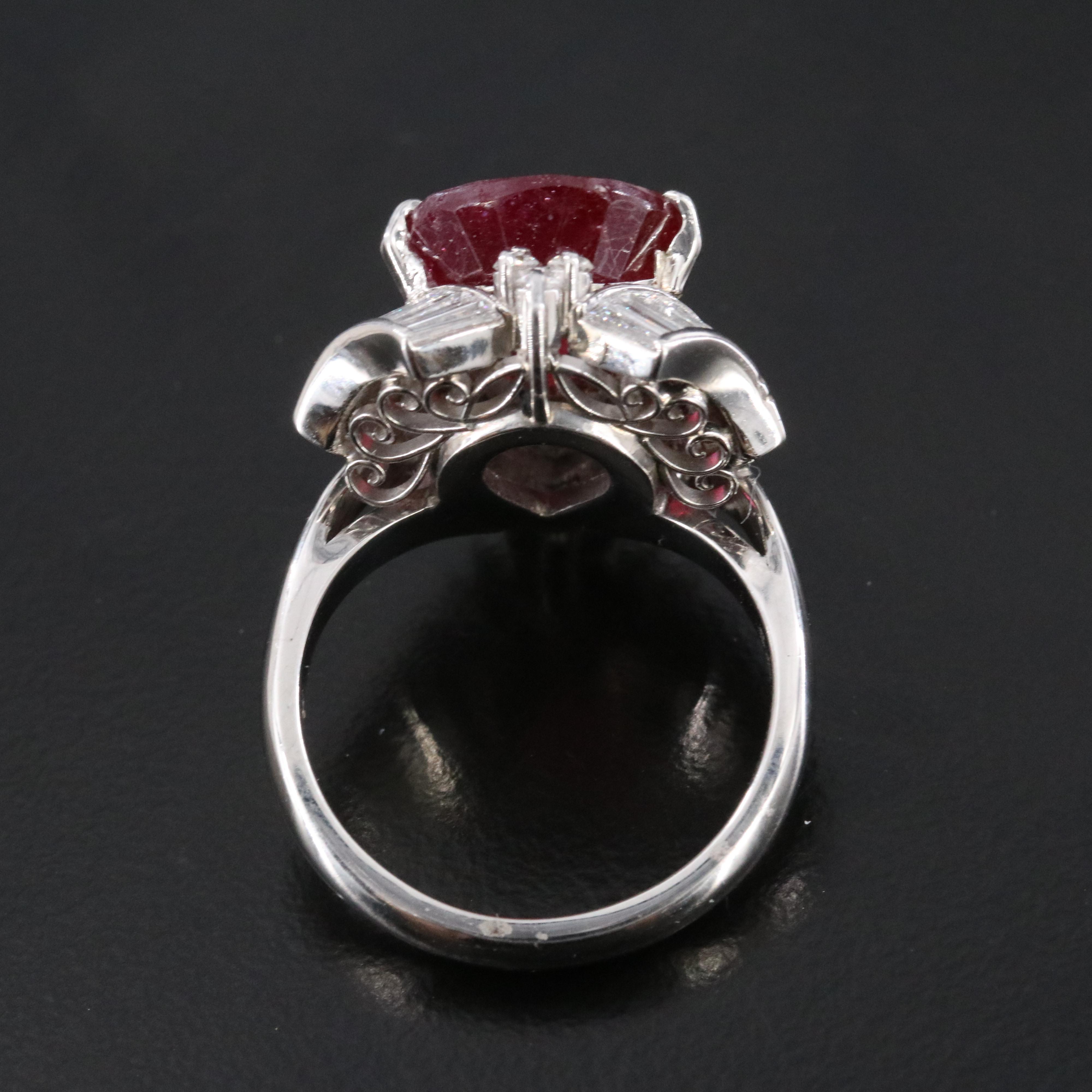 Platinum Filled Corundum and Diamond Ring