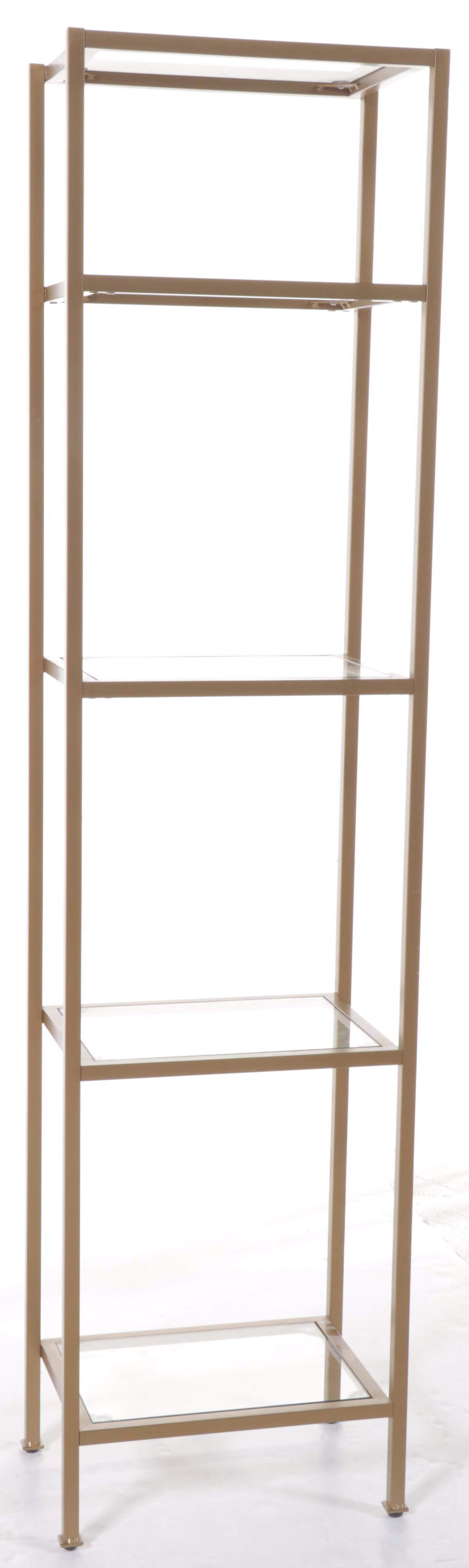 Contemporary Brass Étagère with Glass Shelves
