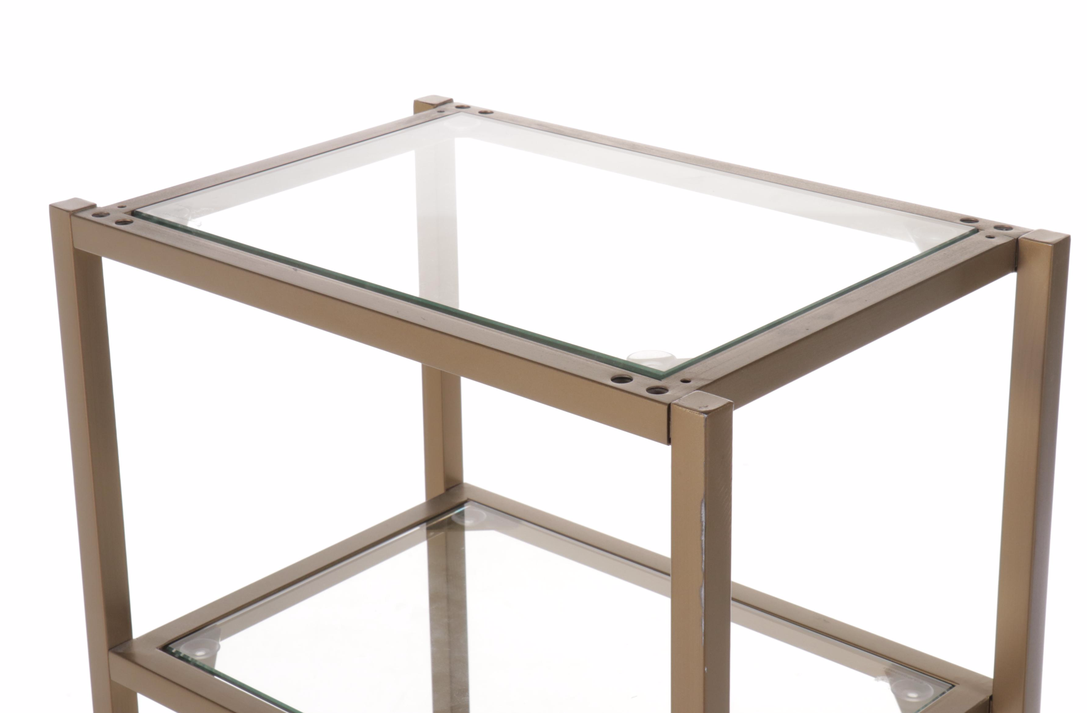 Contemporary Brass Étagère with Glass Shelves