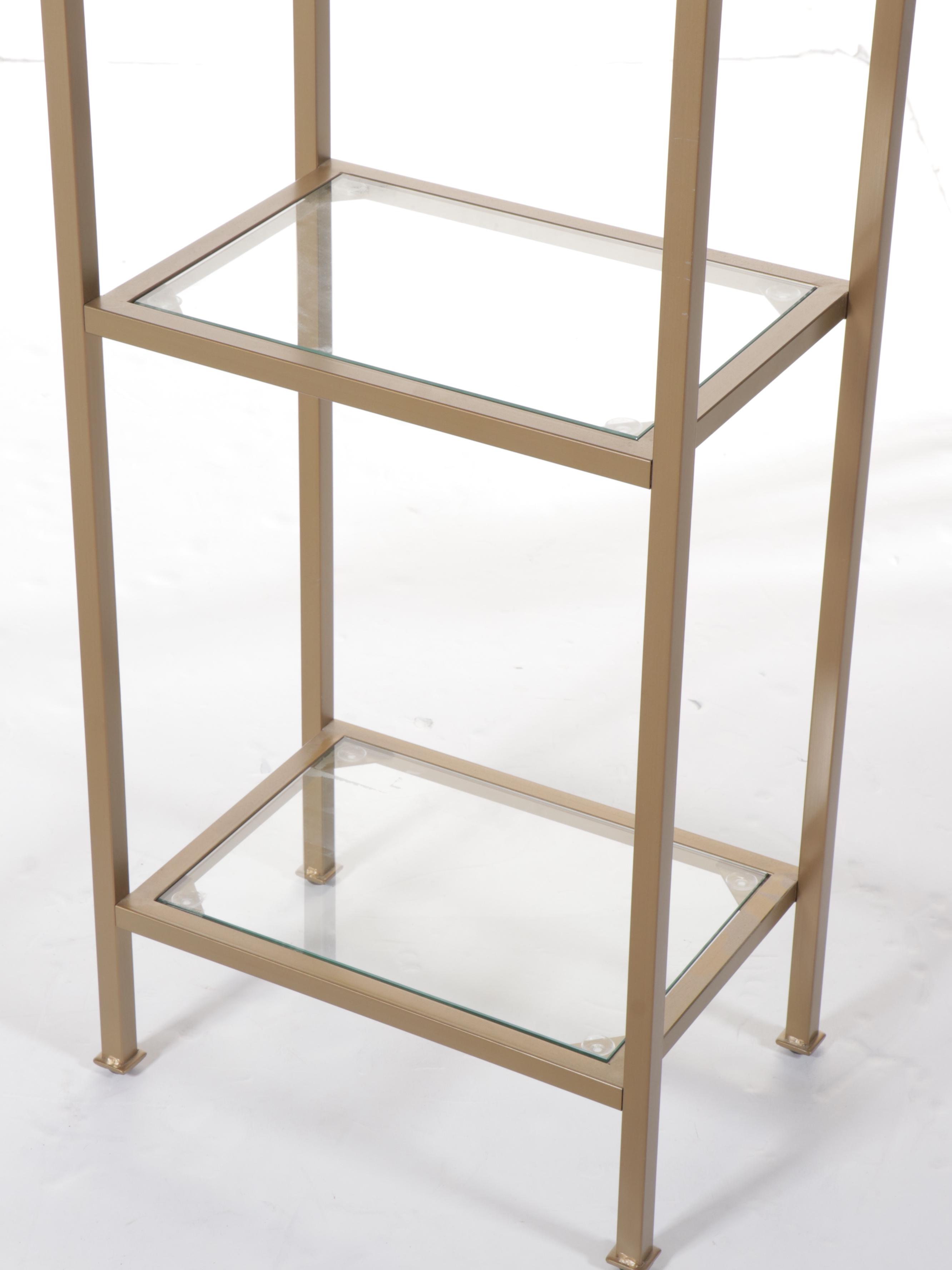 Contemporary Brass Étagère with Glass Shelves