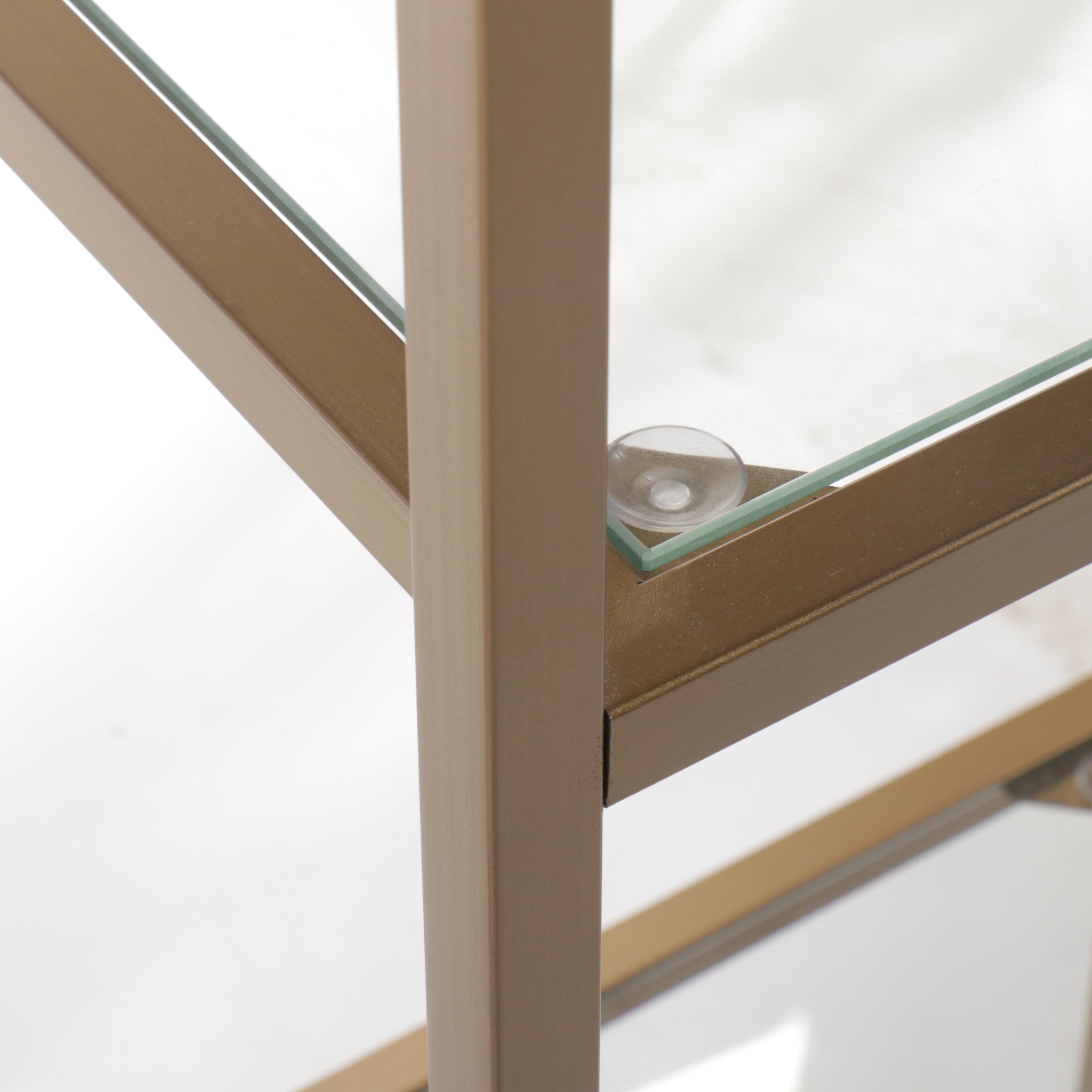 Contemporary Brass Étagère with Glass Shelves