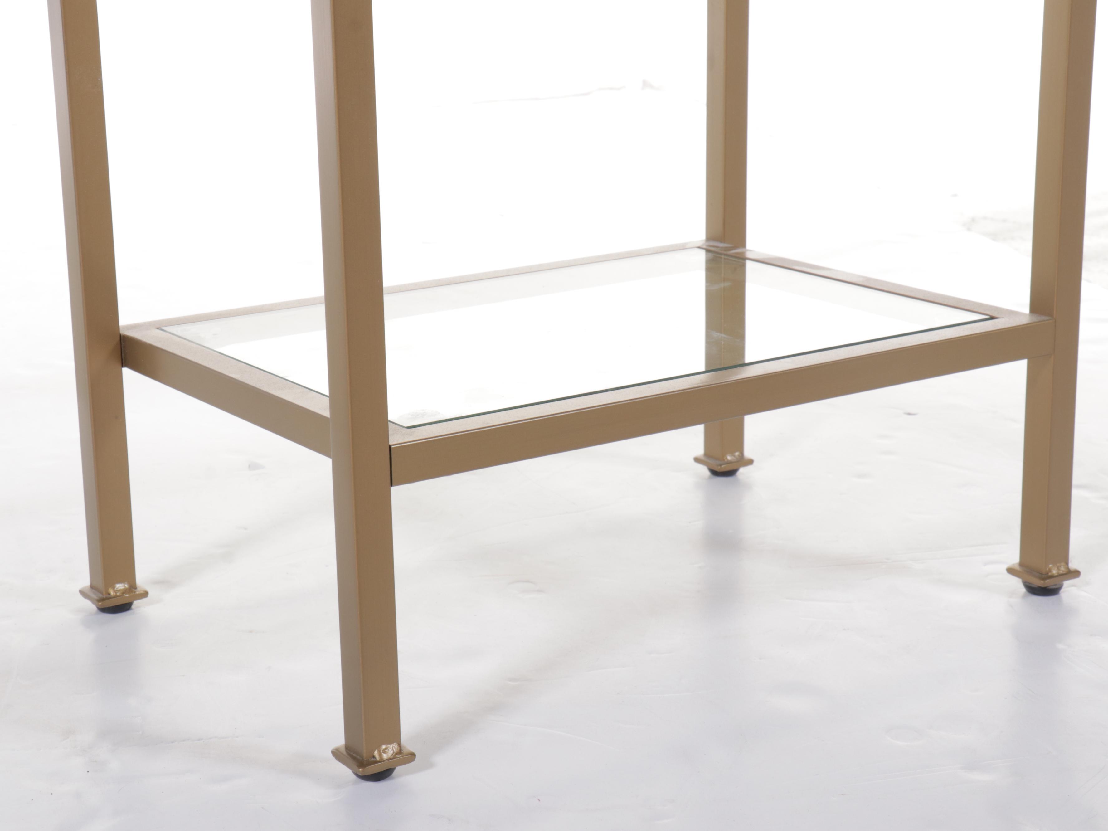 Contemporary Brass Étagère with Glass Shelves