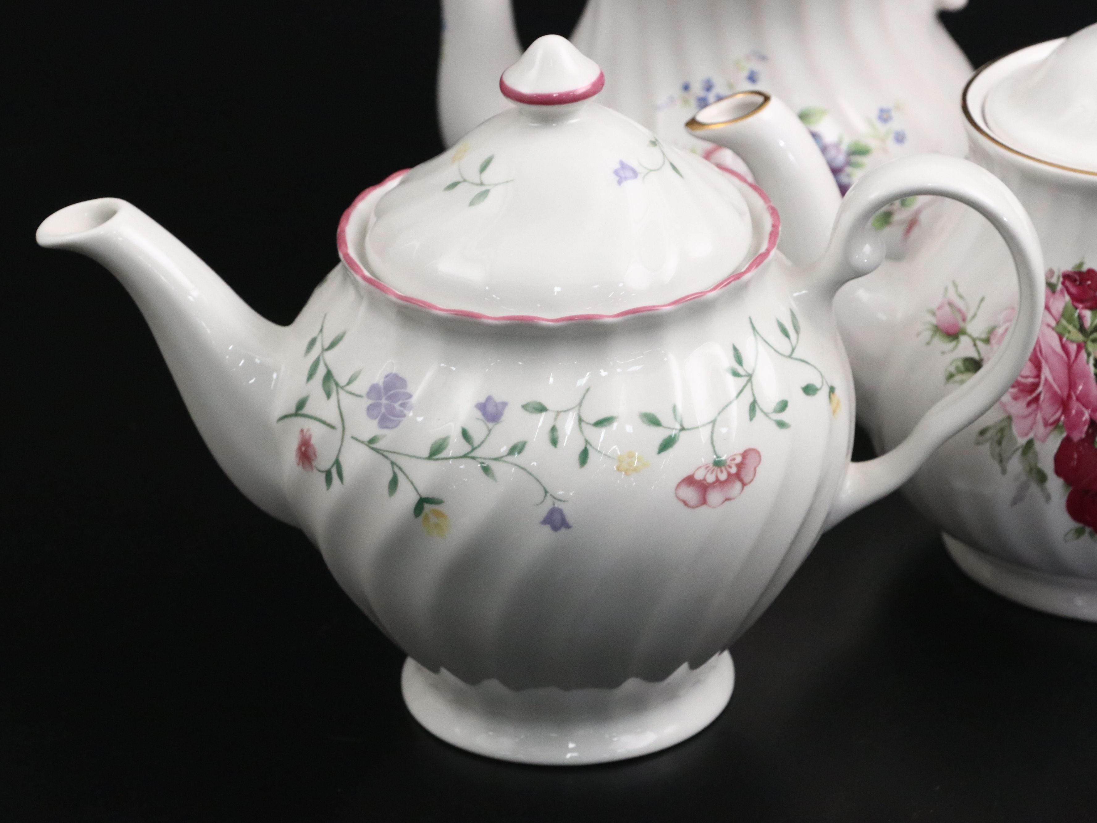 Adams "Azalea" Ironstone Pitcher with Johnson Bros. and More Porcelain Teapots