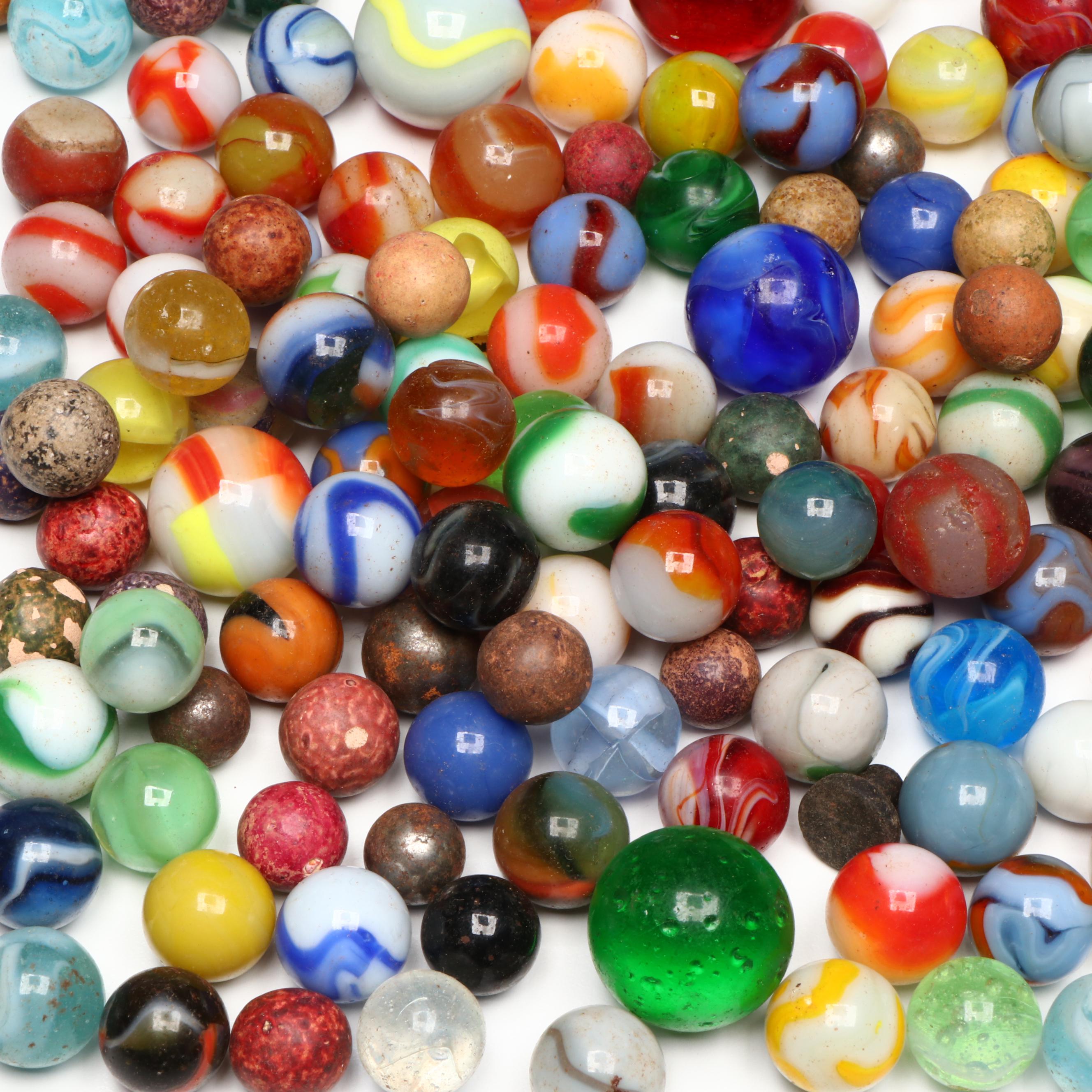 Uranium Glass, Clay, Red and Vitro Agate and More Marbles and Shooters