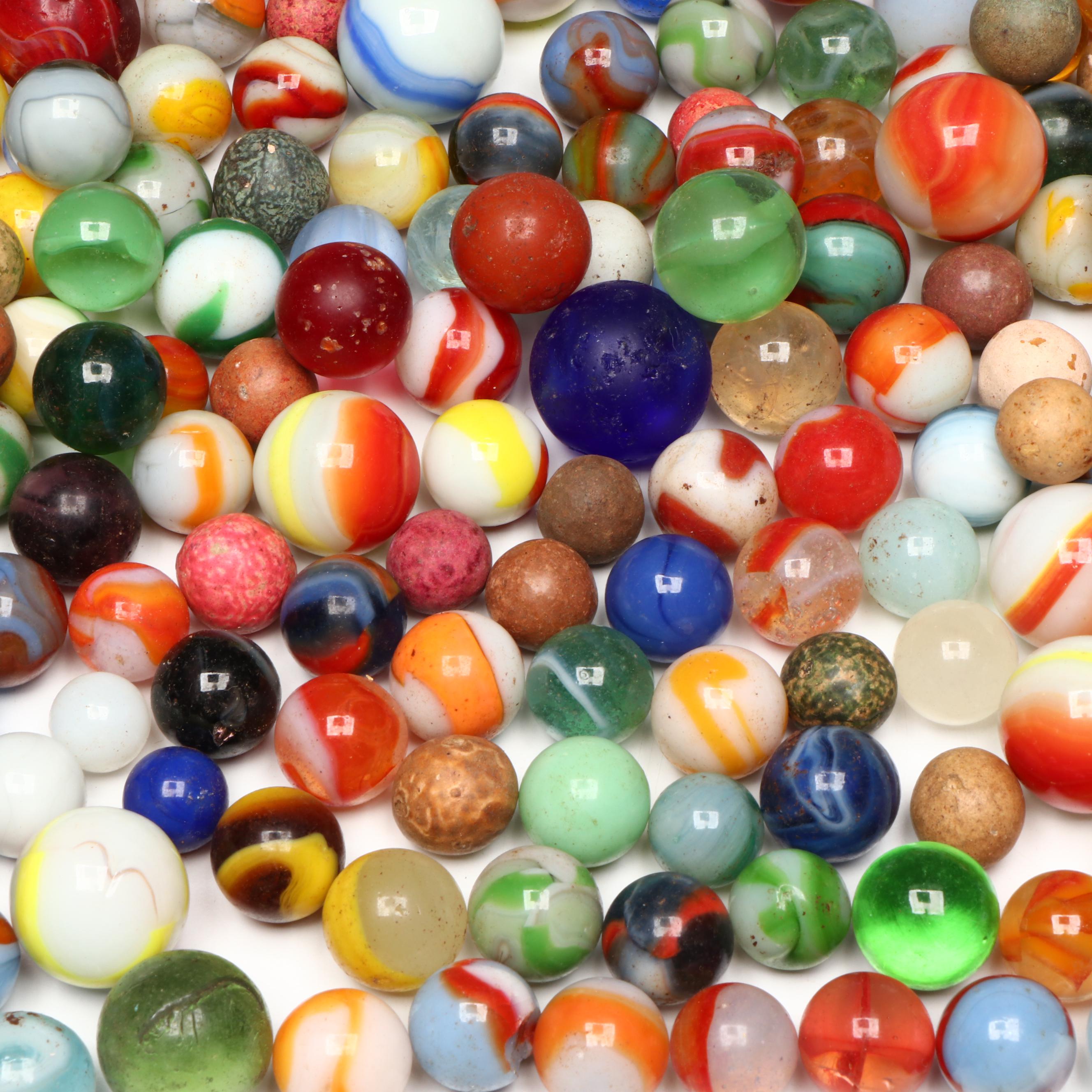 Uranium Glass, Clay, Red and Vitro Agate and More Marbles and Shooters