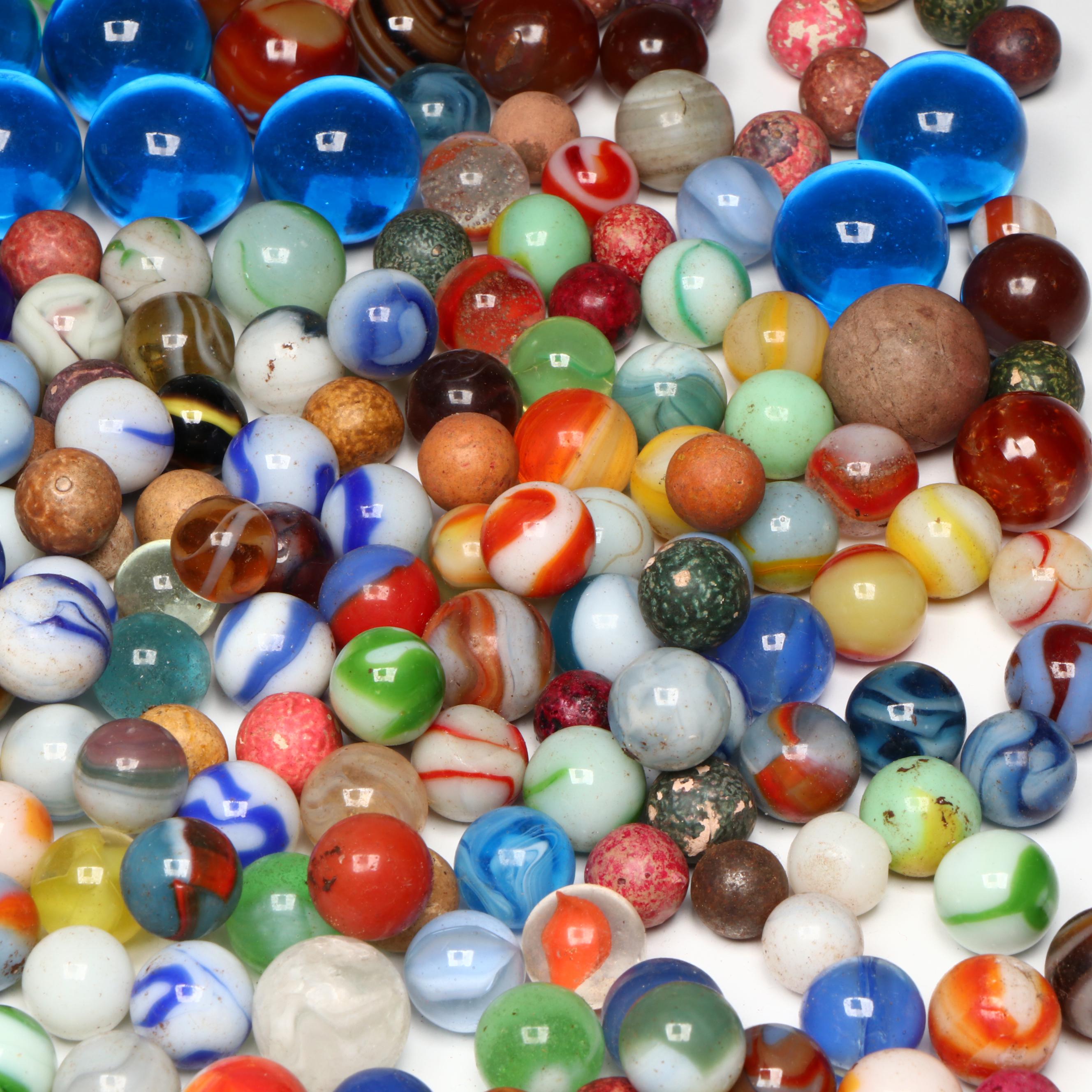 Uranium Glass, Clay, Red and Vitro Agate and More Marbles and Shooters