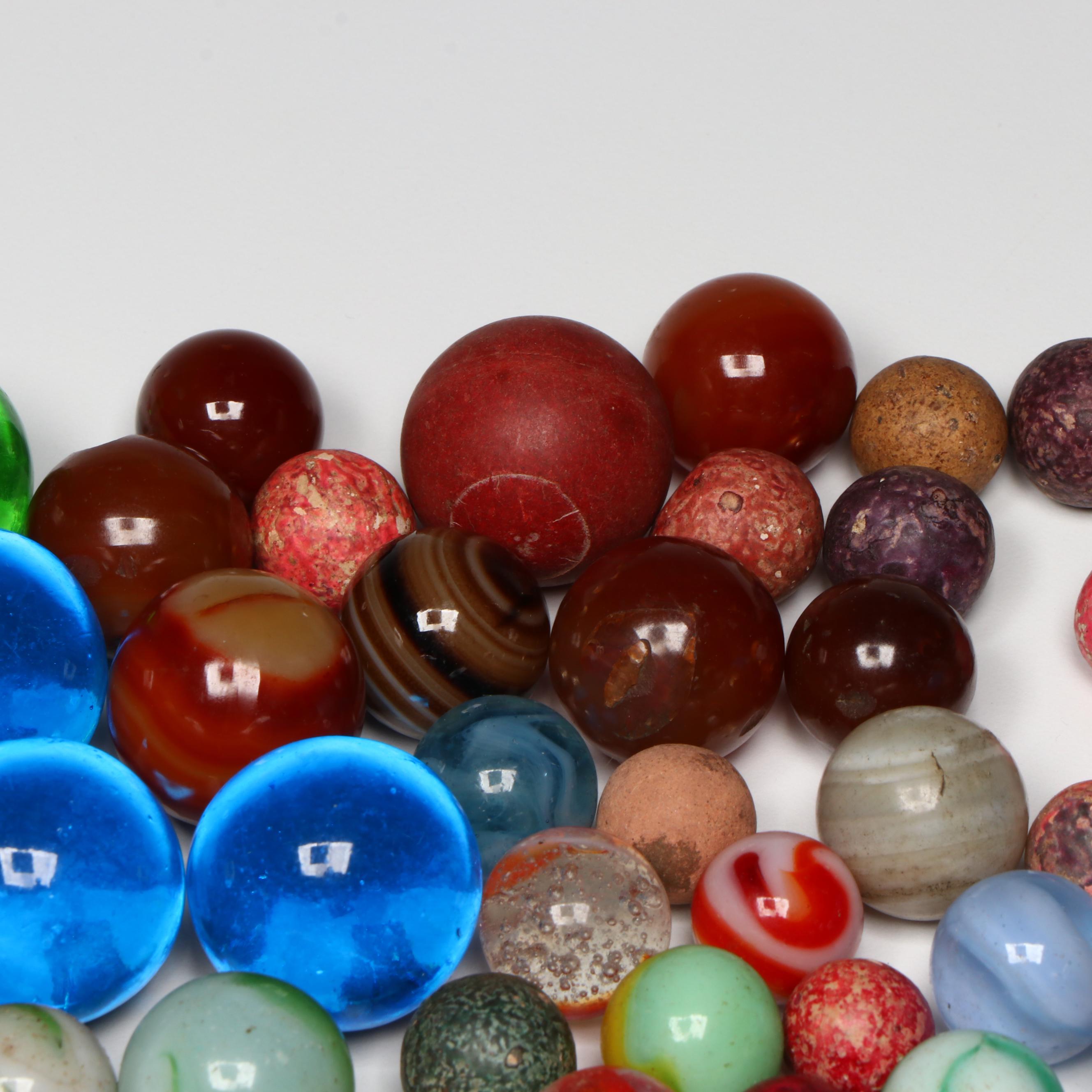 Uranium Glass, Clay, Red and Vitro Agate and More Marbles and Shooters