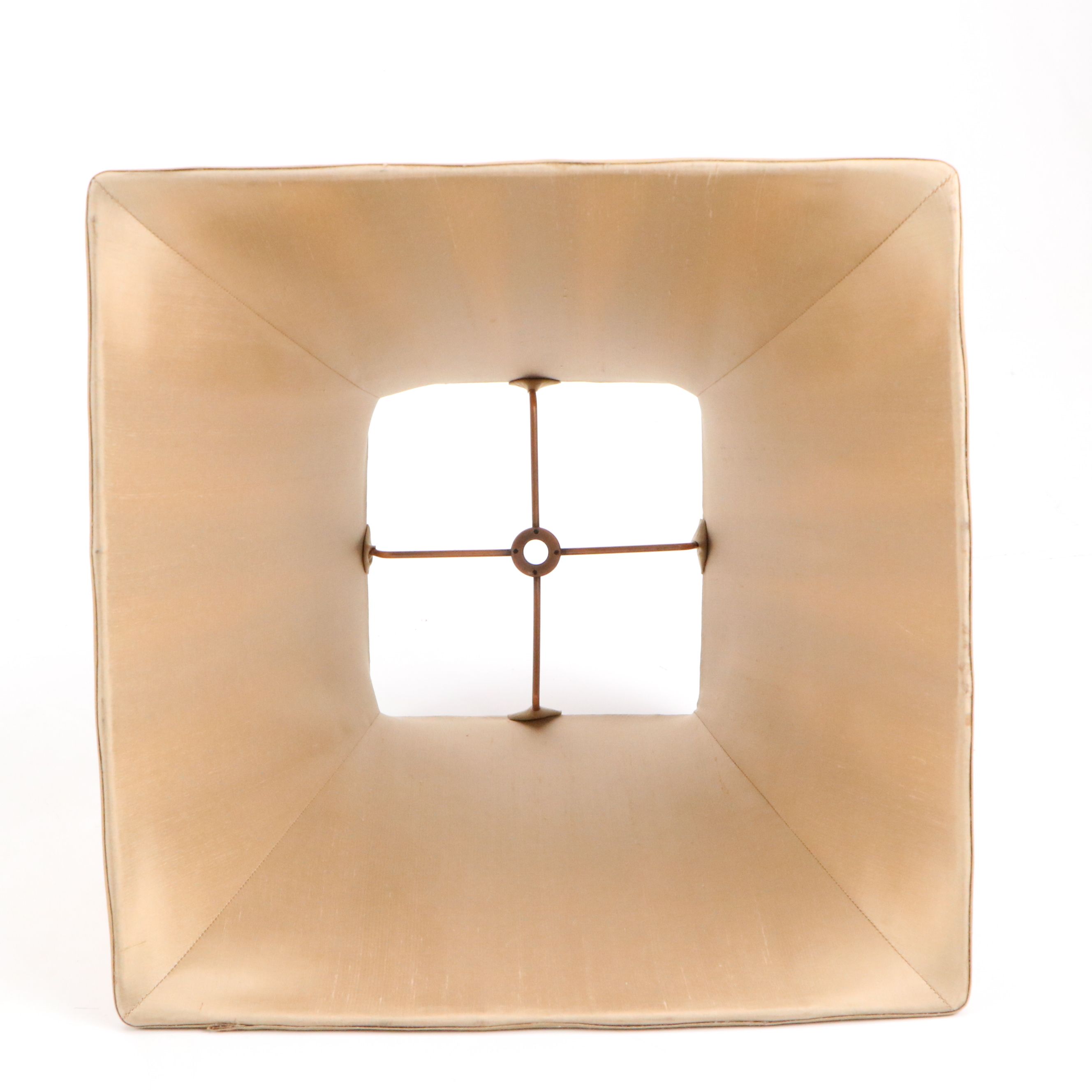 Painted Chalkware Table Lamp with Box Pleat Silk Shade