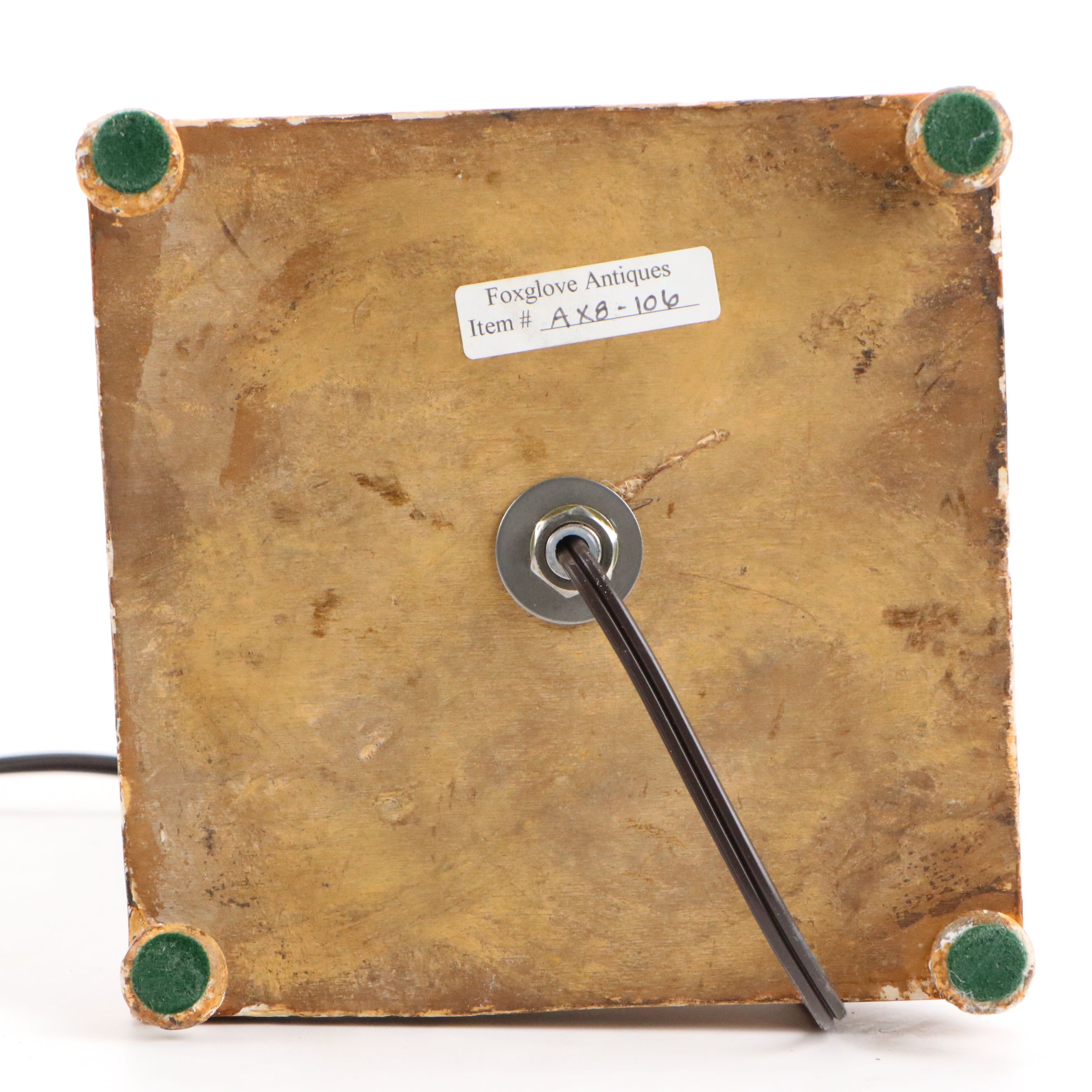 Painted Chalkware Table Lamp with Box Pleat Silk Shade