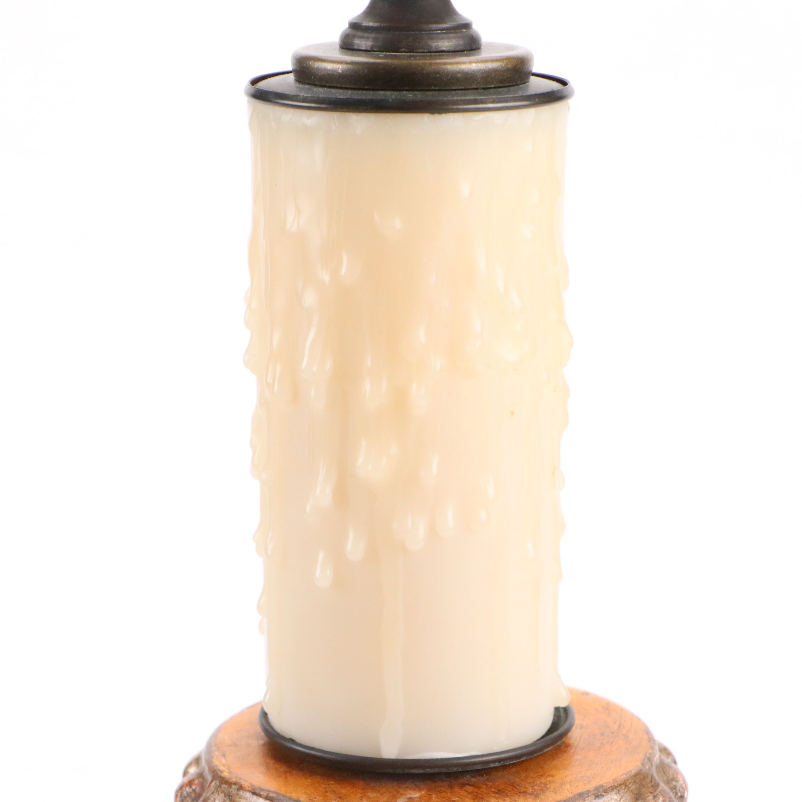 Painted Chalkware Table Lamp with Box Pleat Silk Shade
