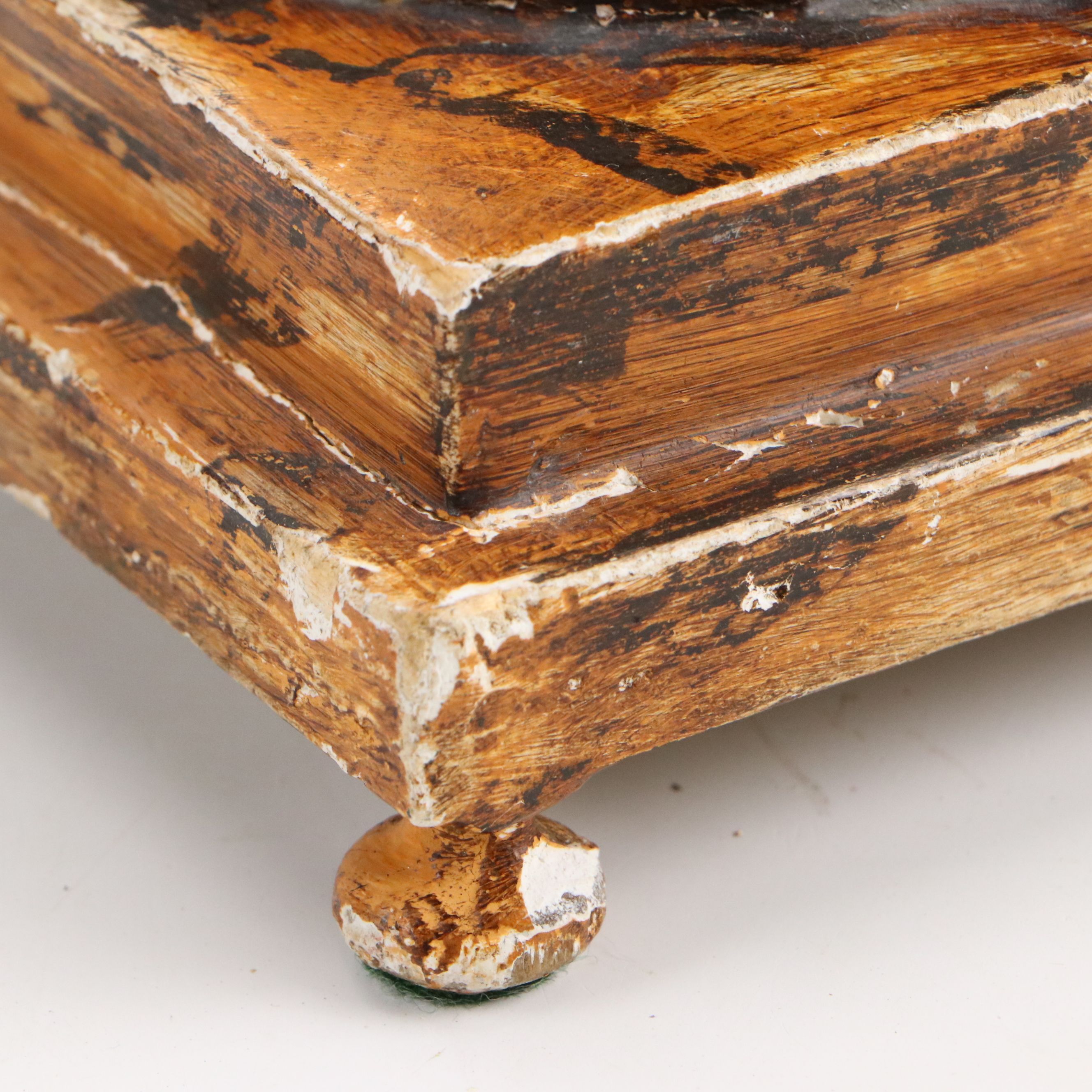 Painted Chalkware Table Lamp with Box Pleat Silk Shade