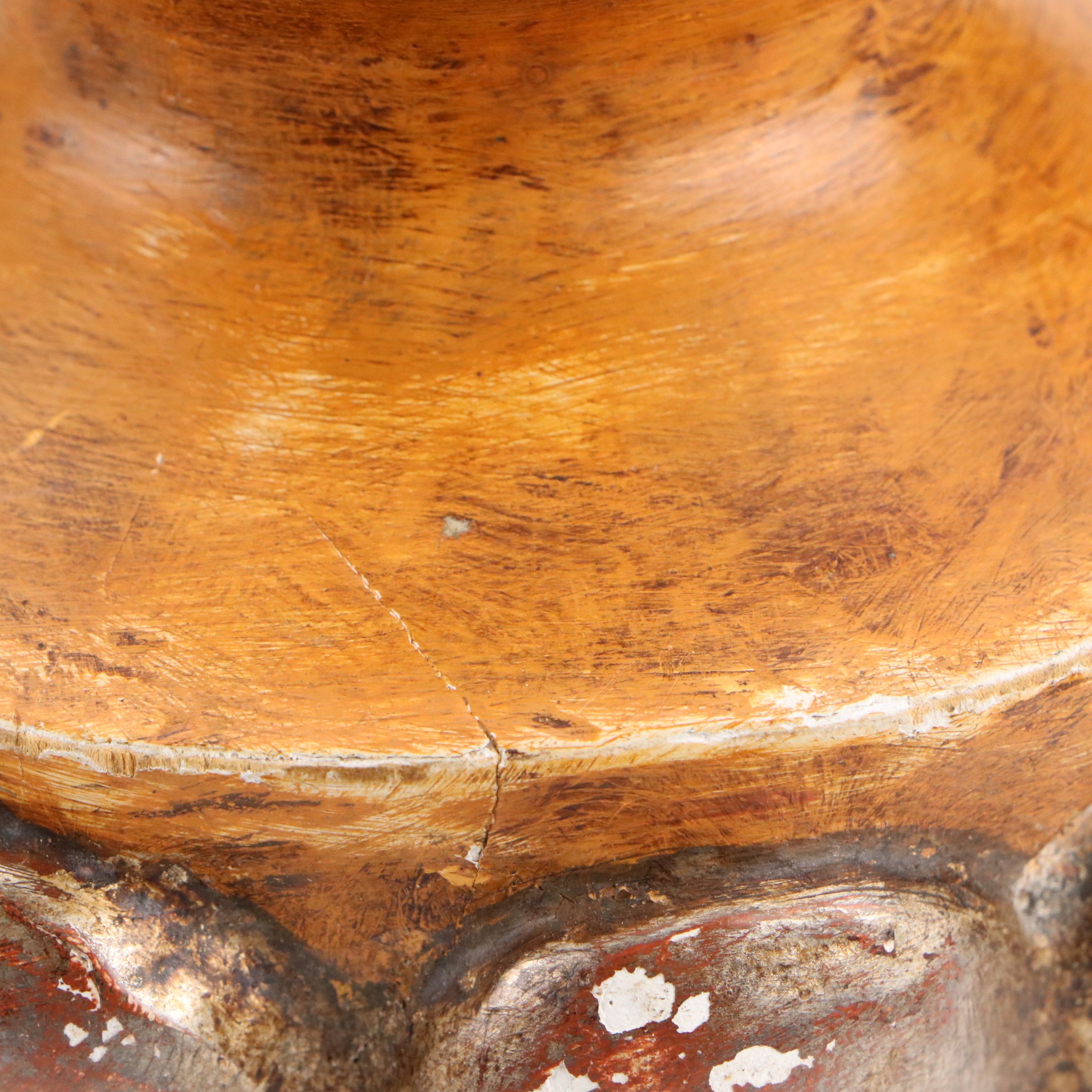 Painted Chalkware Table Lamp with Box Pleat Silk Shade