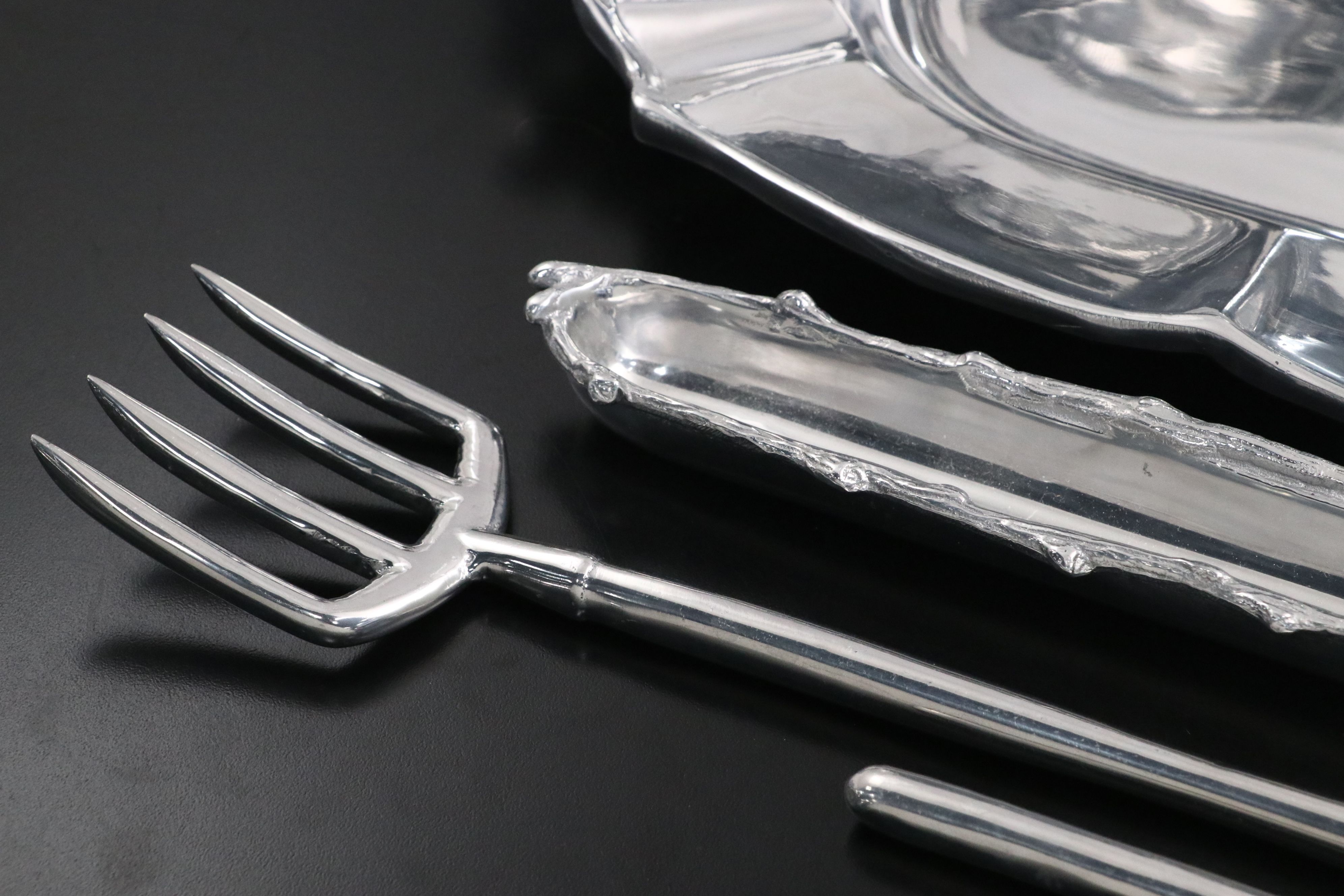 Beatriz Ball and Mariposa Metal Serving Trays with More Metal Serveware