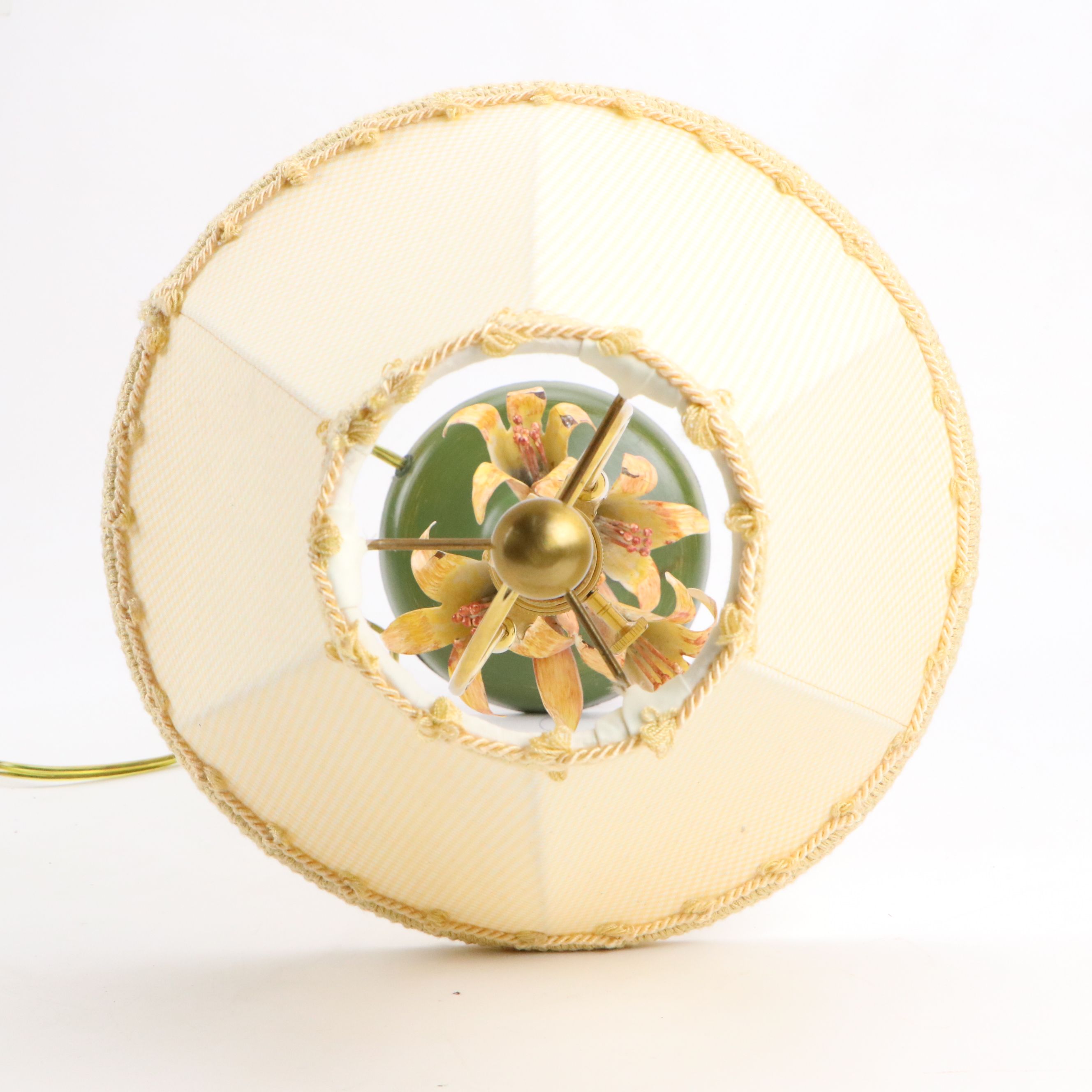 Wildwood Italian Modern Painted Lilies Table Lamp with Gingham Shade