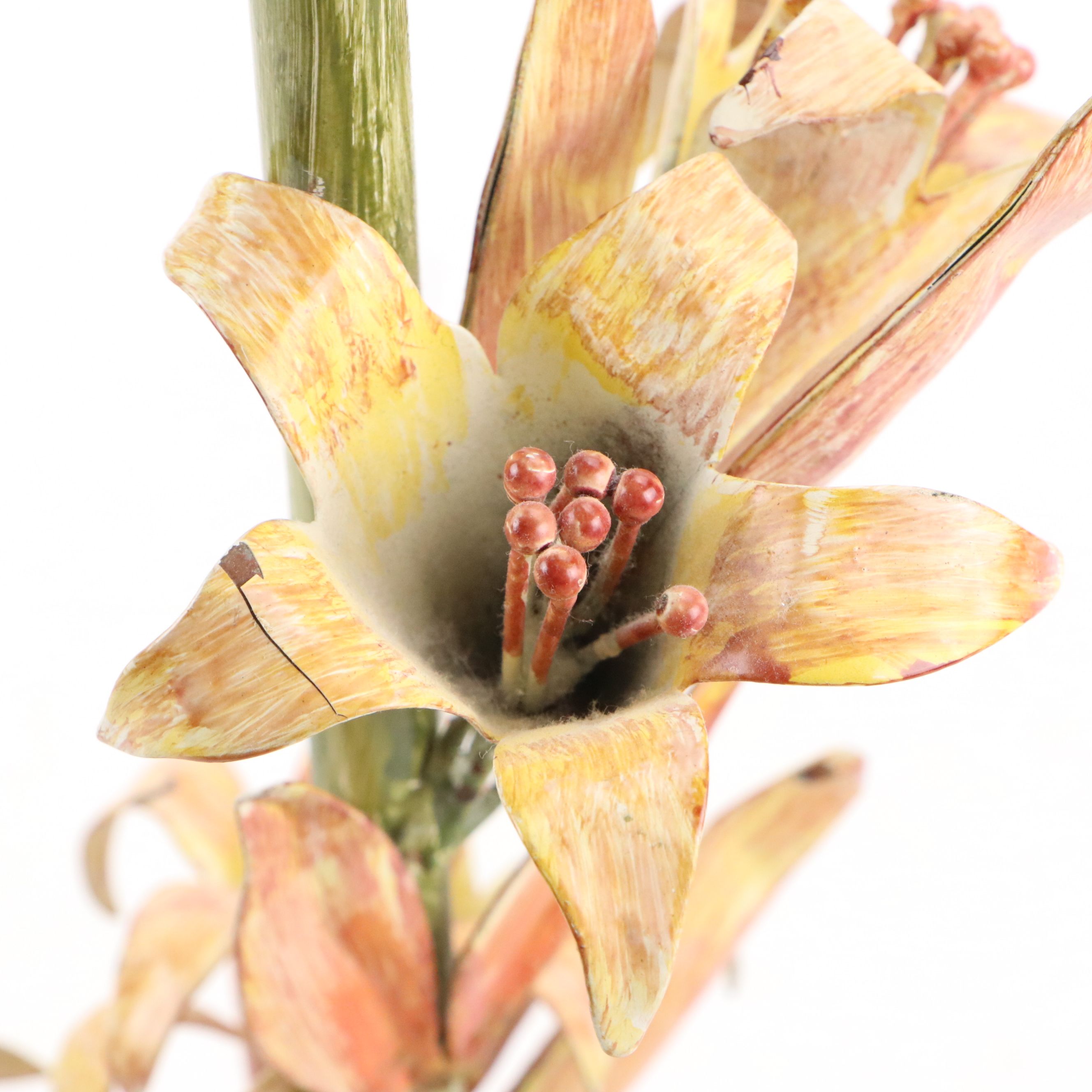 Wildwood Italian Modern Painted Lilies Table Lamp with Gingham Shade