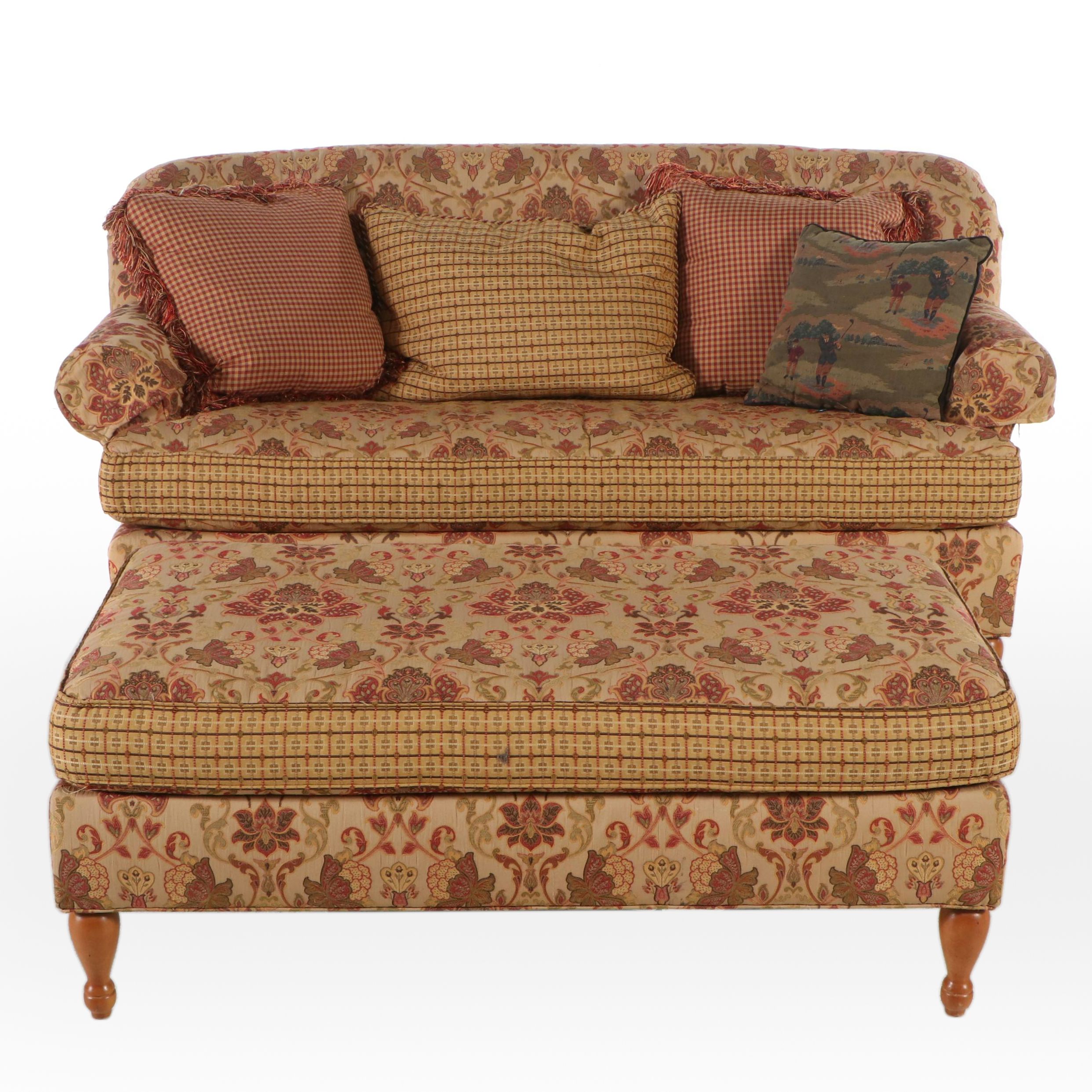 CR Laine Floral Upholstered Loveseat and Ottoman
