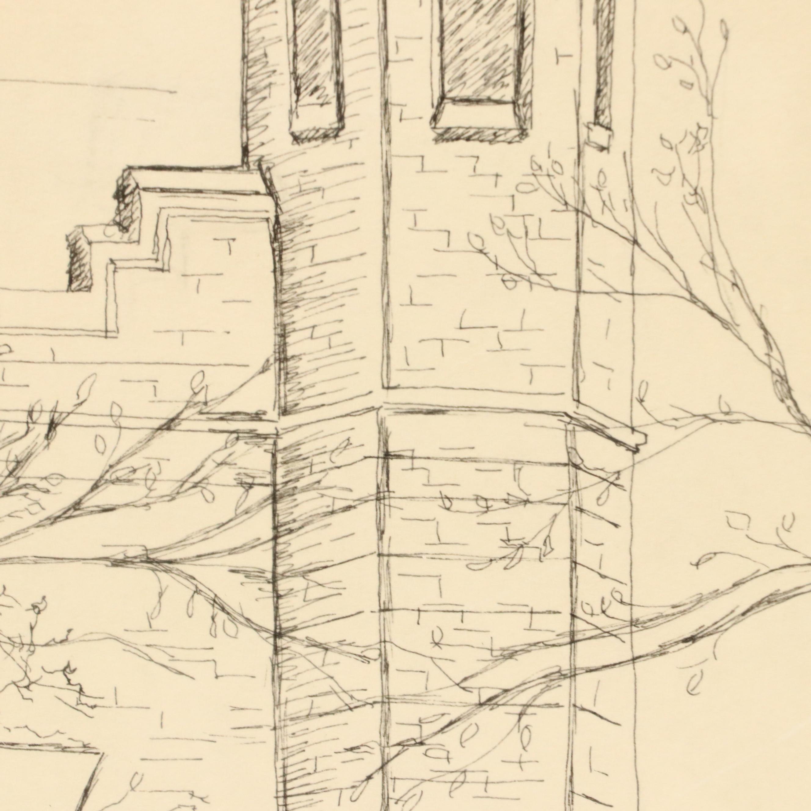 John H. W. Rhein III Ink Drawing "The Cross and Parapet," 1980