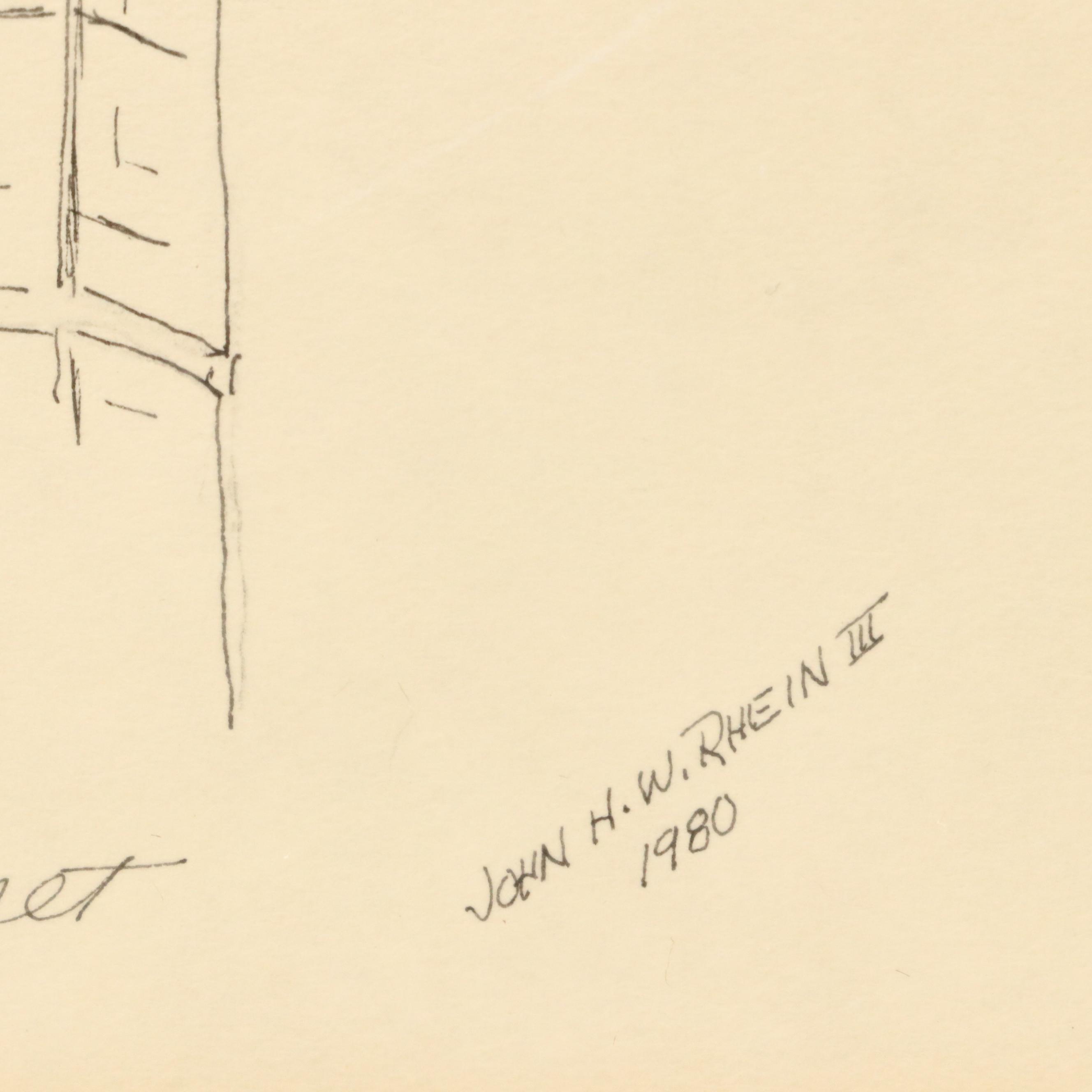 John H. W. Rhein III Ink Drawing "The Cross and Parapet," 1980