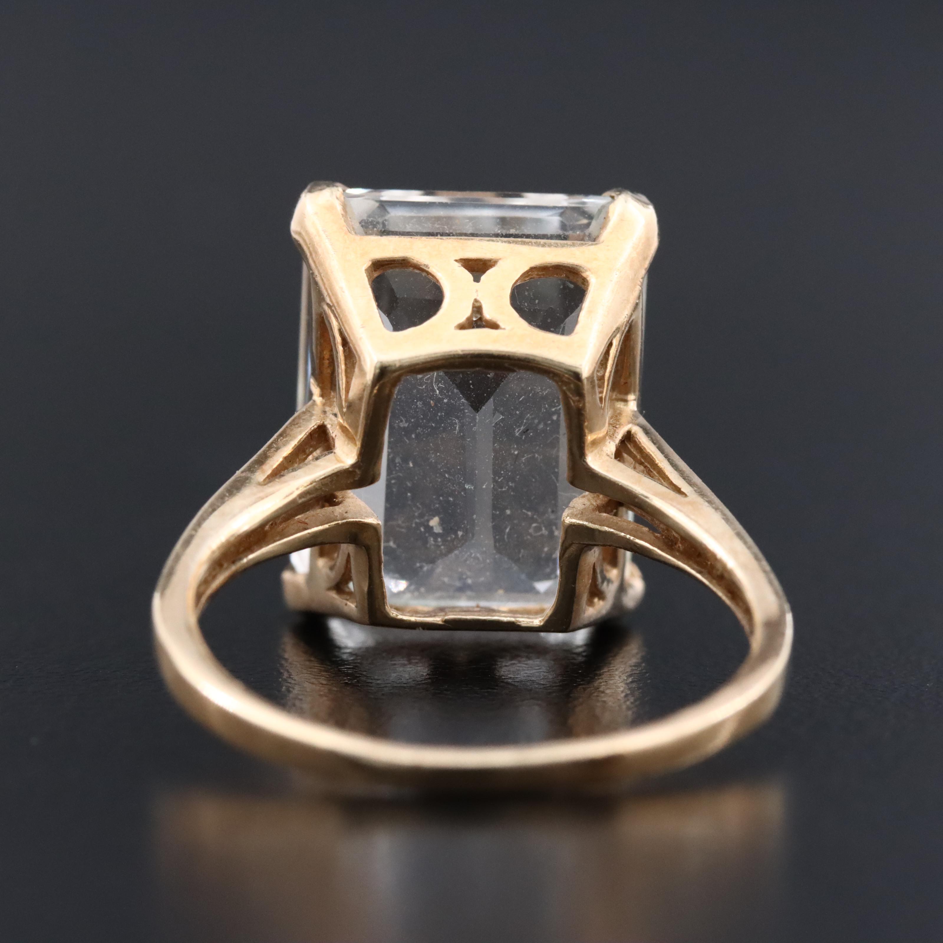 10K 13.43 CT White Topaz Solitaire Ring