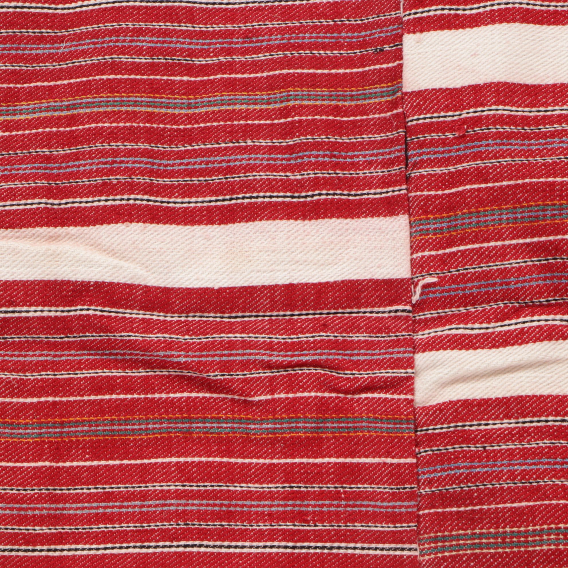 Red Striped Woven Linen Grain Sack