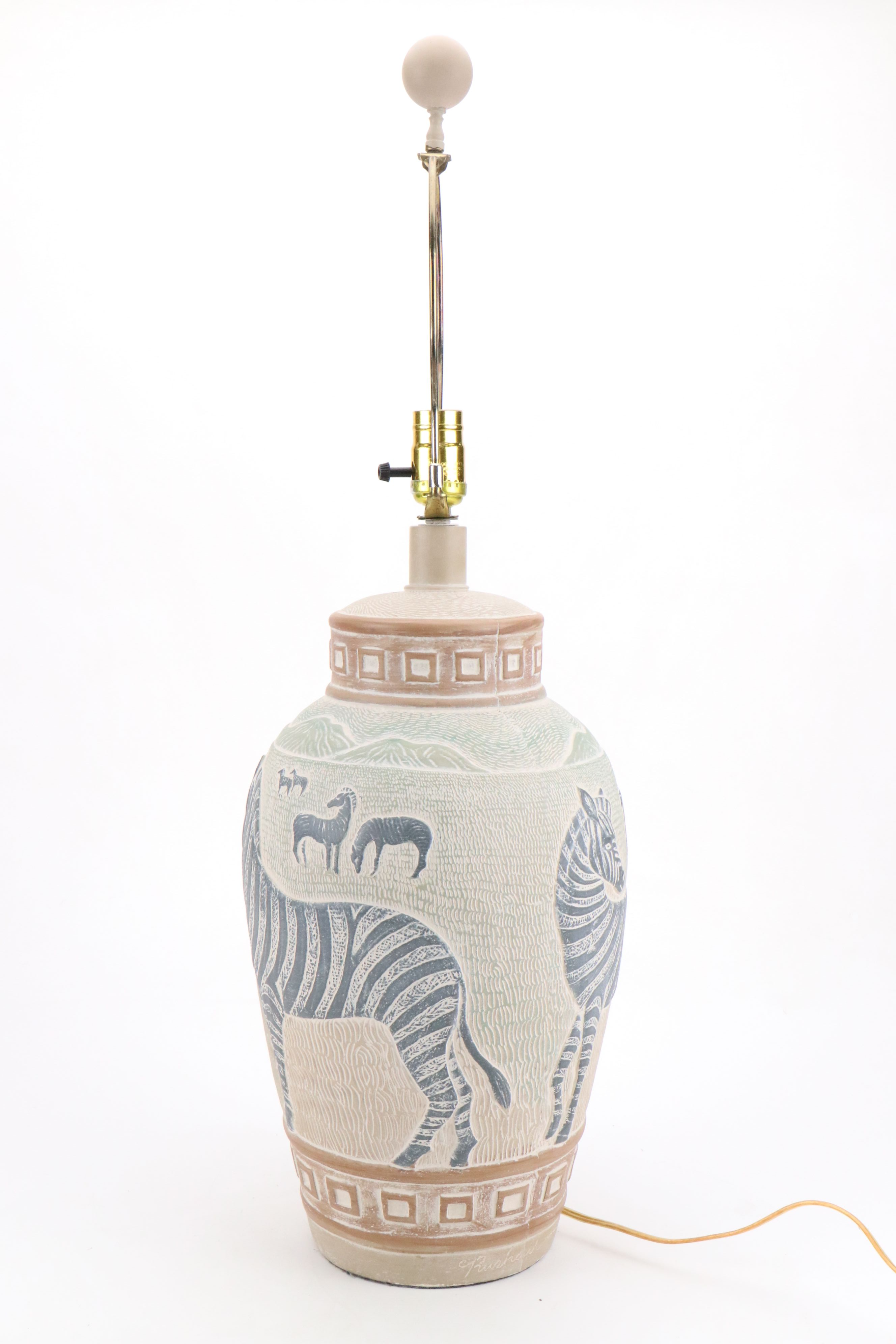 Dayle Rushall for Pacific Coast Safari Style Ceramic Lamp, Kenyan Soapstone Dish