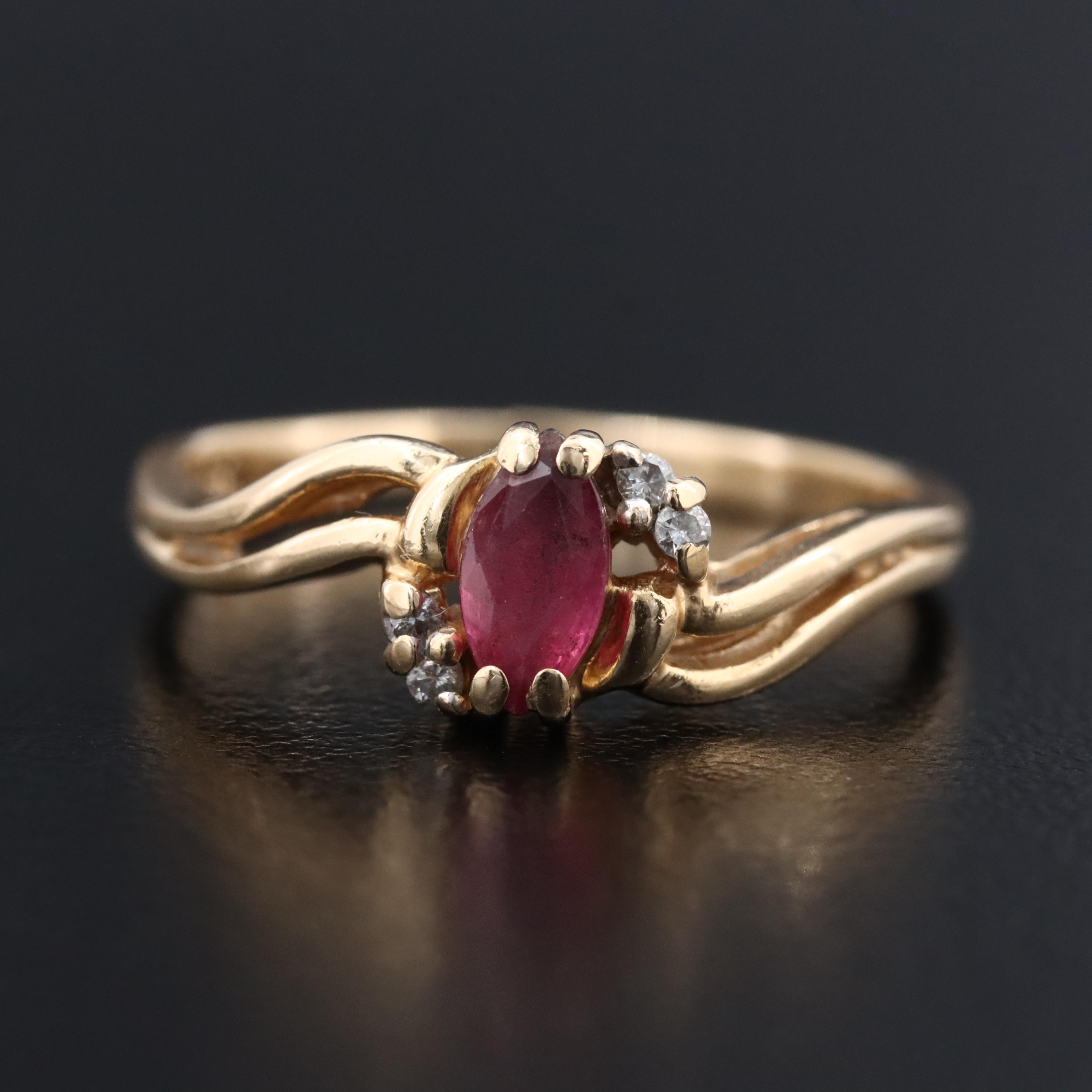 14K Ruby and Diamond Ring
