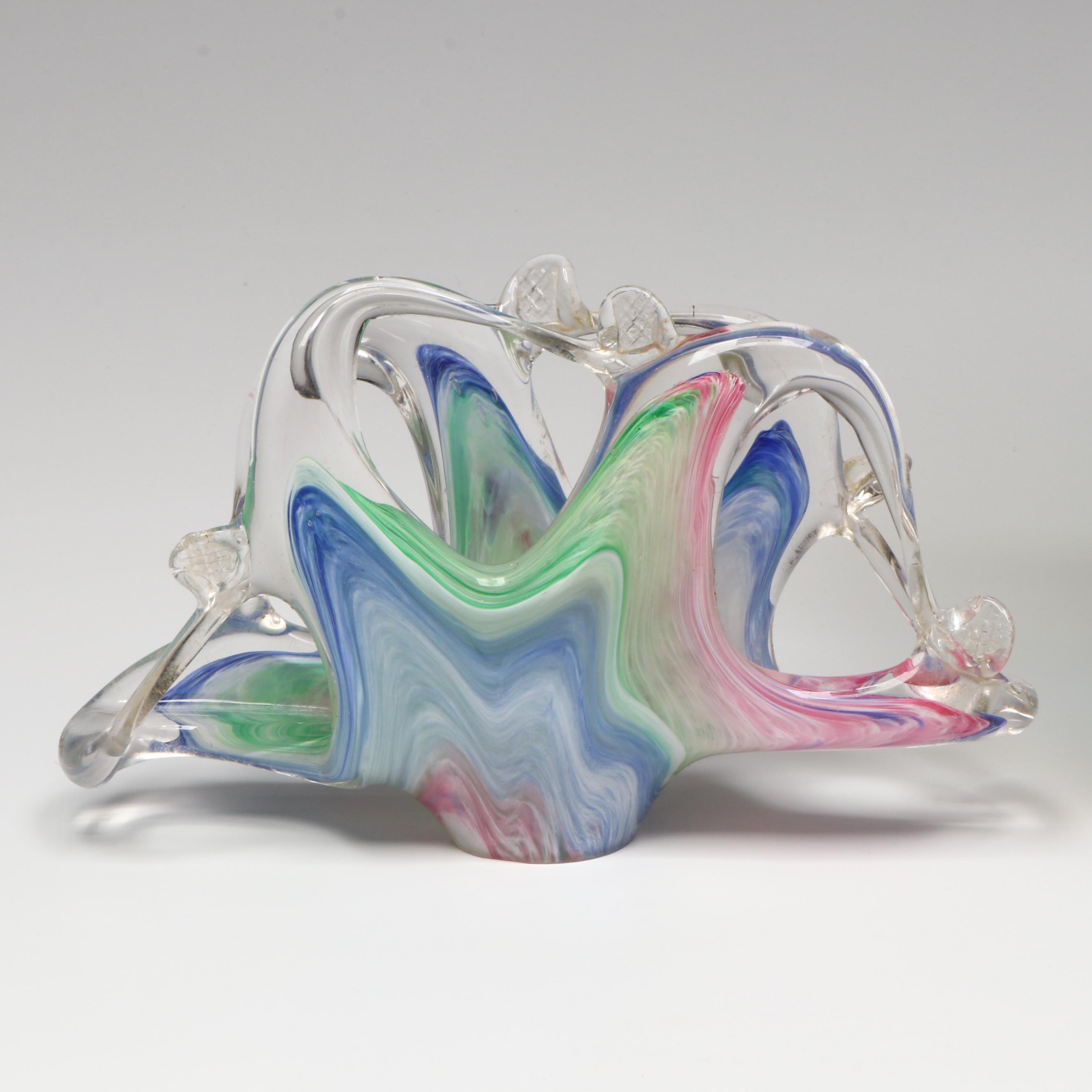 Murano Blown Glass Napkin Holder with Other Blown Glass Bowl and Vase