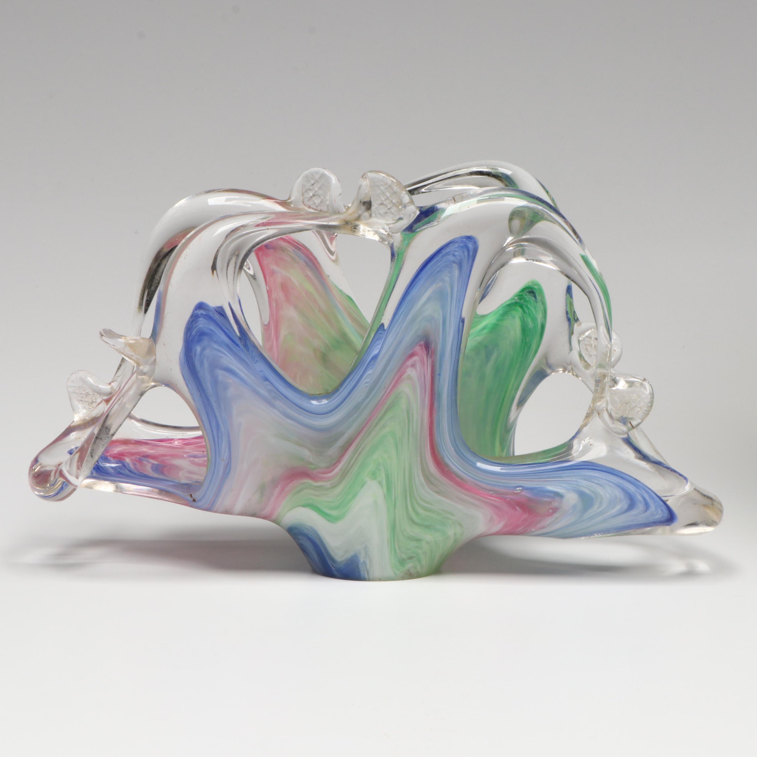 Murano Blown Glass Napkin Holder with Other Blown Glass Bowl and Vase