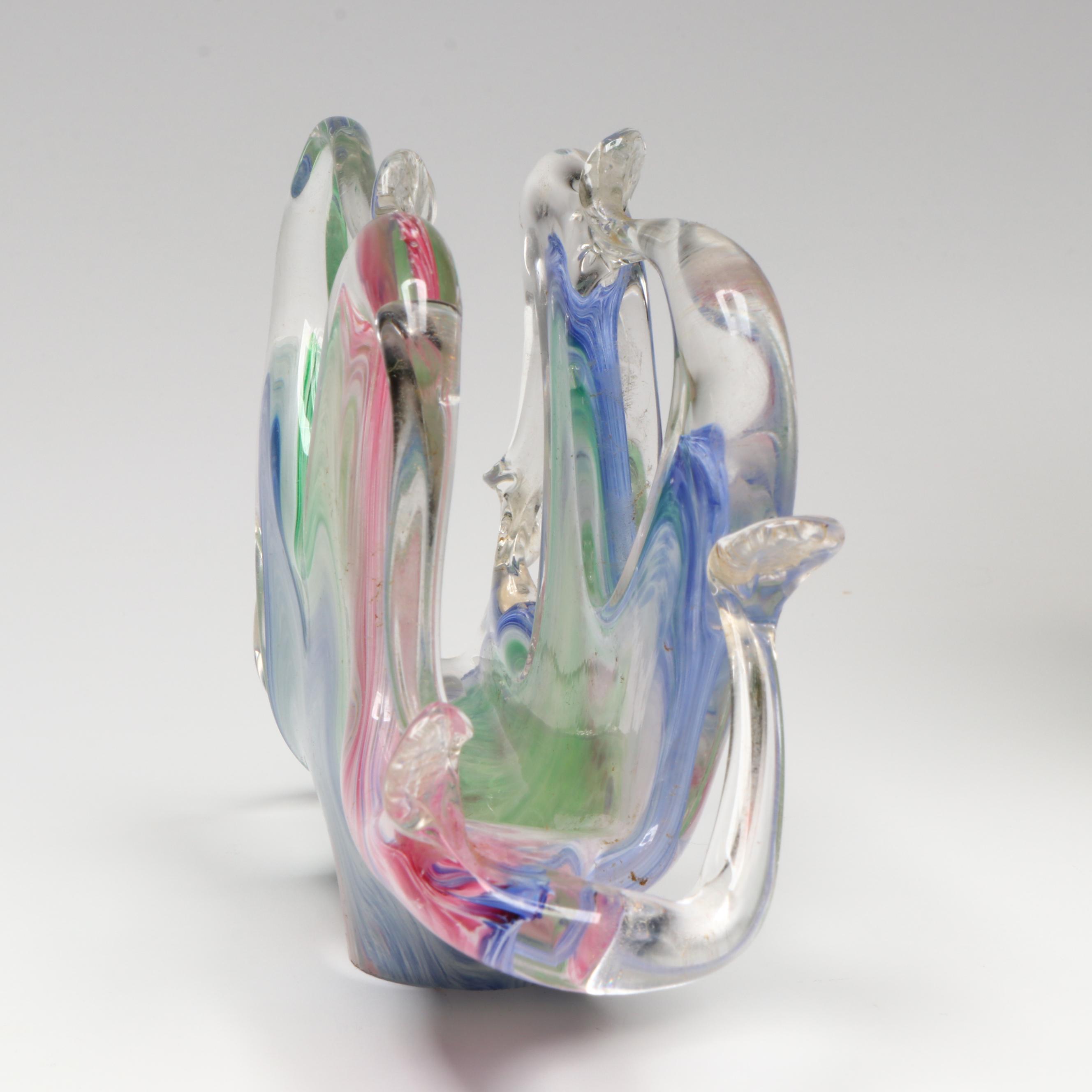 Murano Blown Glass Napkin Holder with Other Blown Glass Bowl and Vase