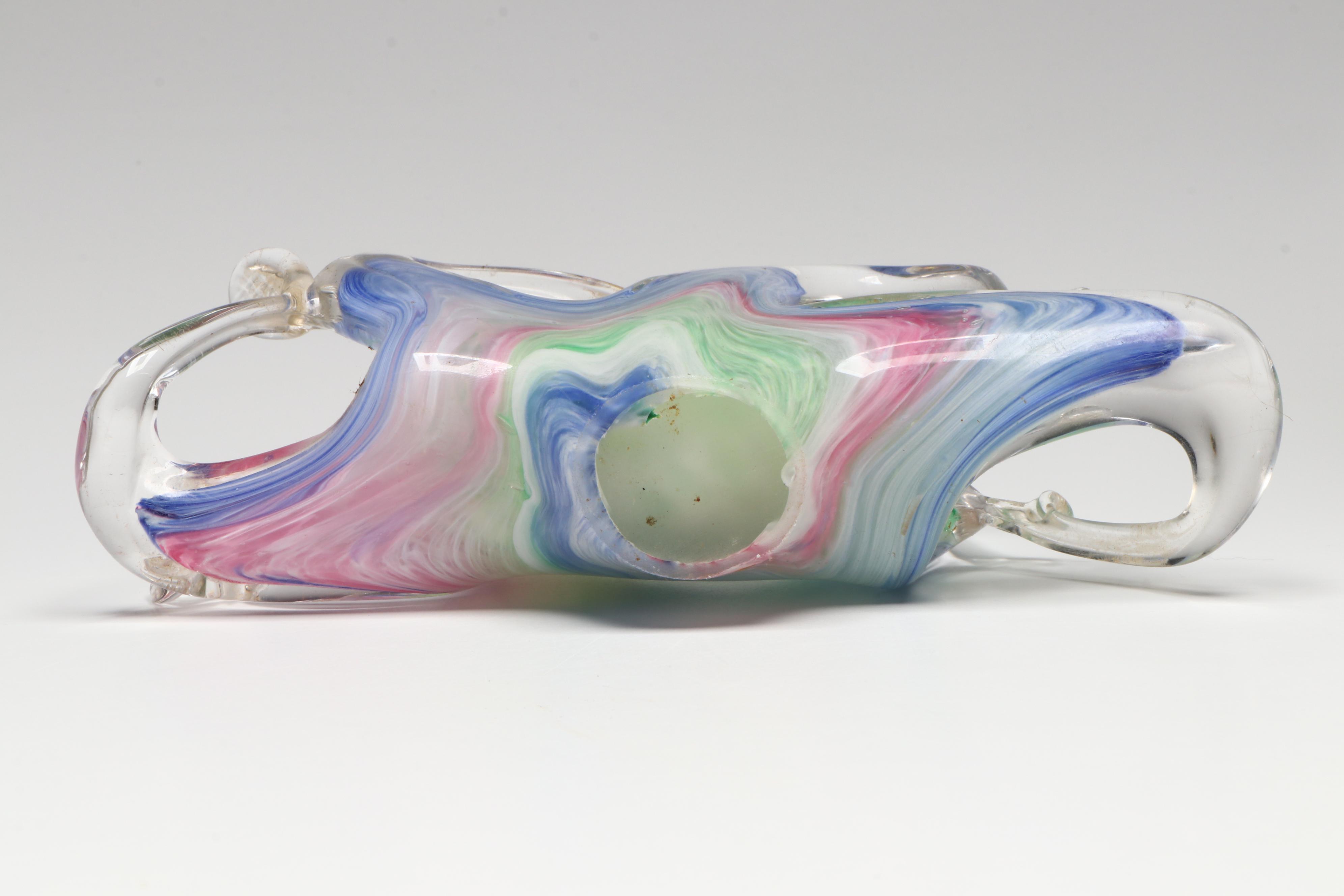 Murano Blown Glass Napkin Holder with Other Blown Glass Bowl and Vase