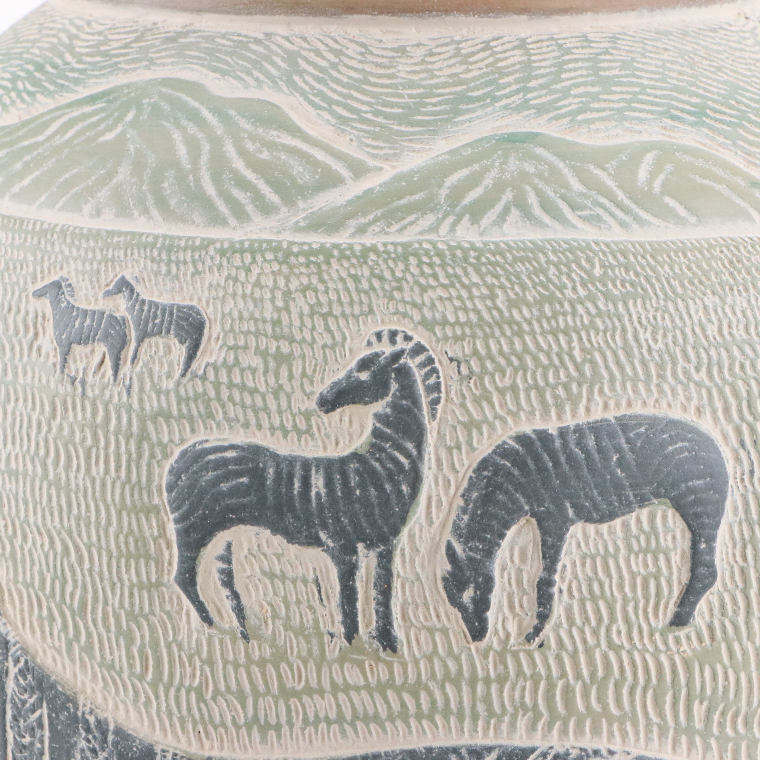 Dayle Rushall for Pacific Coast Safari Style Ceramic Lamp, Kenyan Soapstone Dish