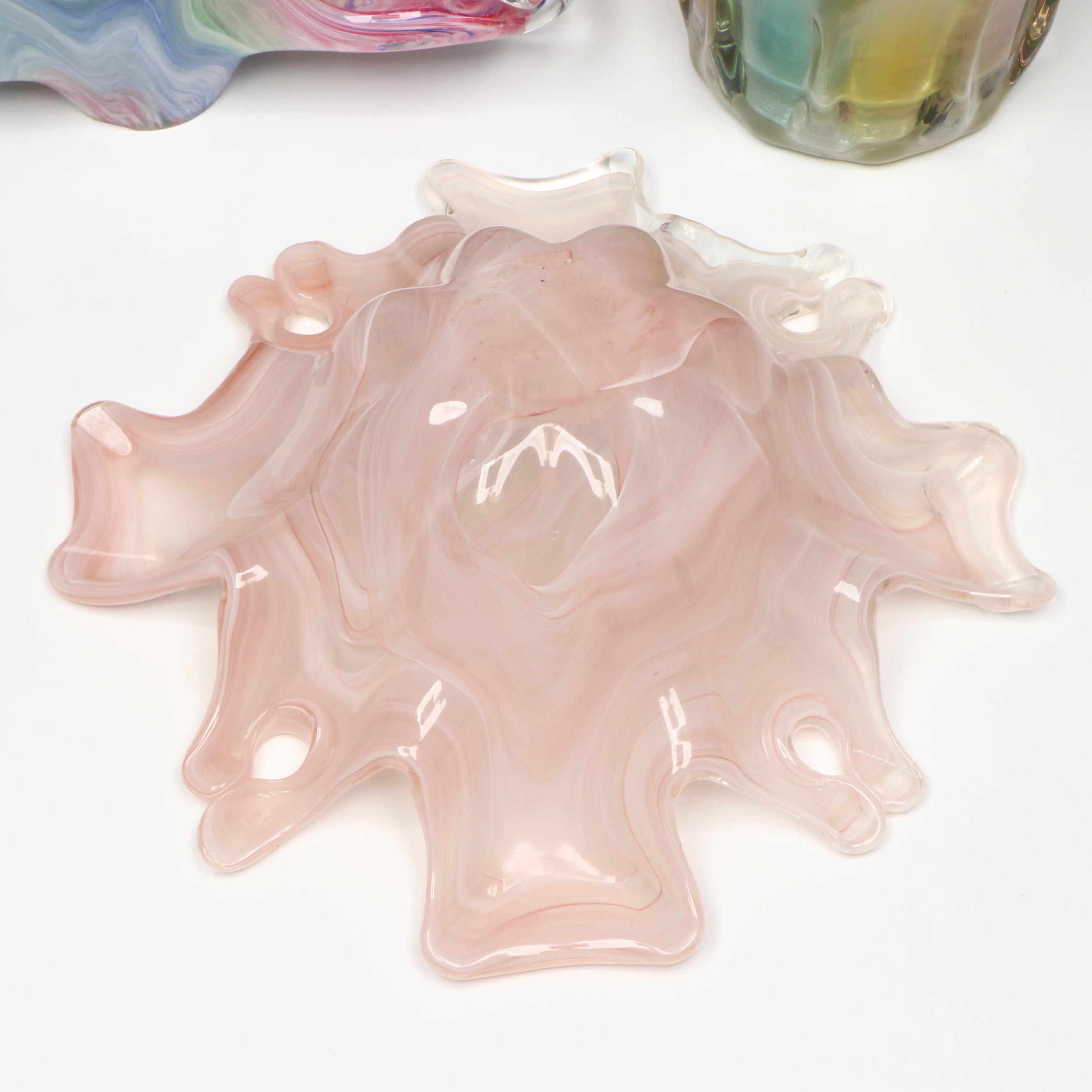 Murano Blown Glass Napkin Holder with Other Blown Glass Bowl and Vase