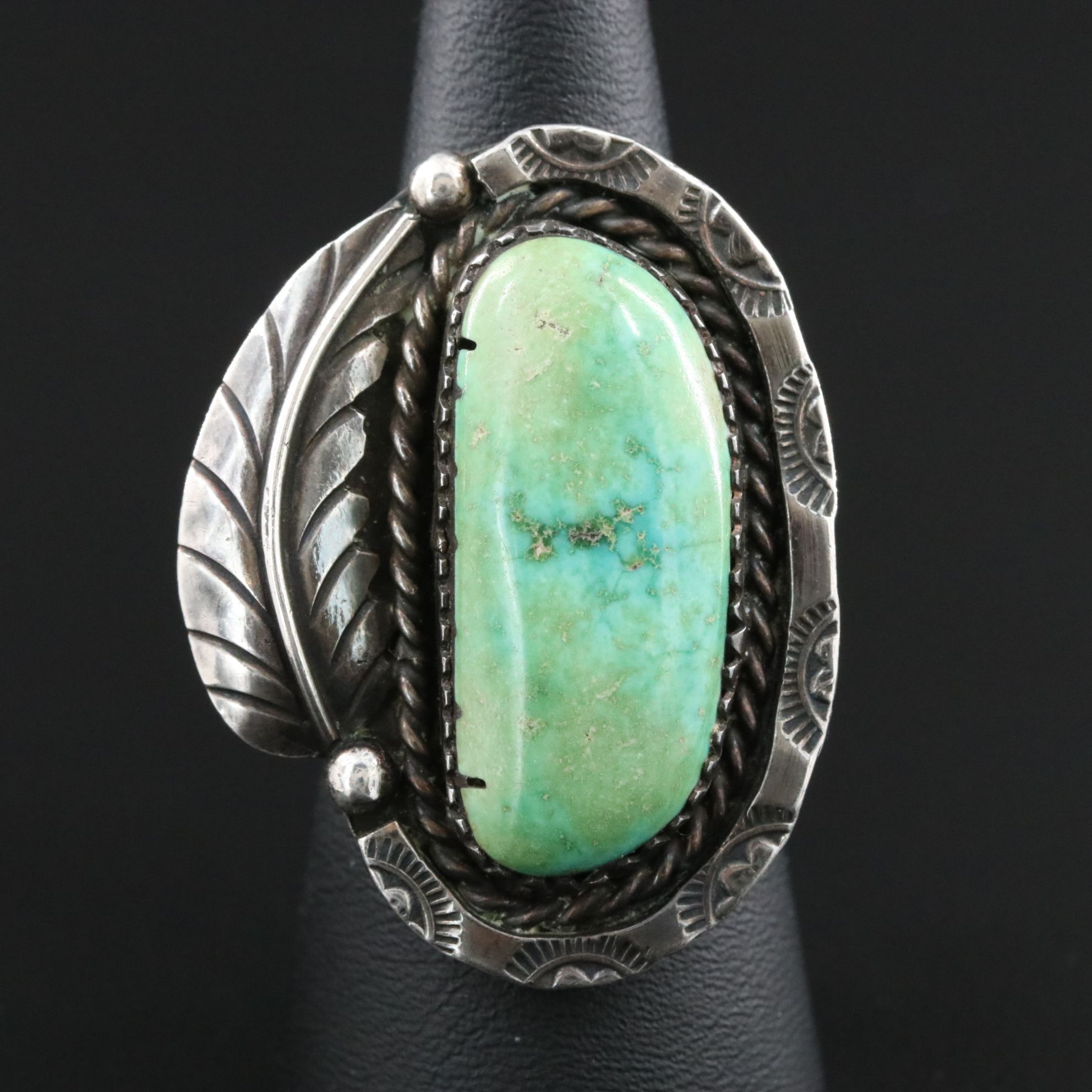 Southwestern Sterling Turquoise Appliqué Ring
