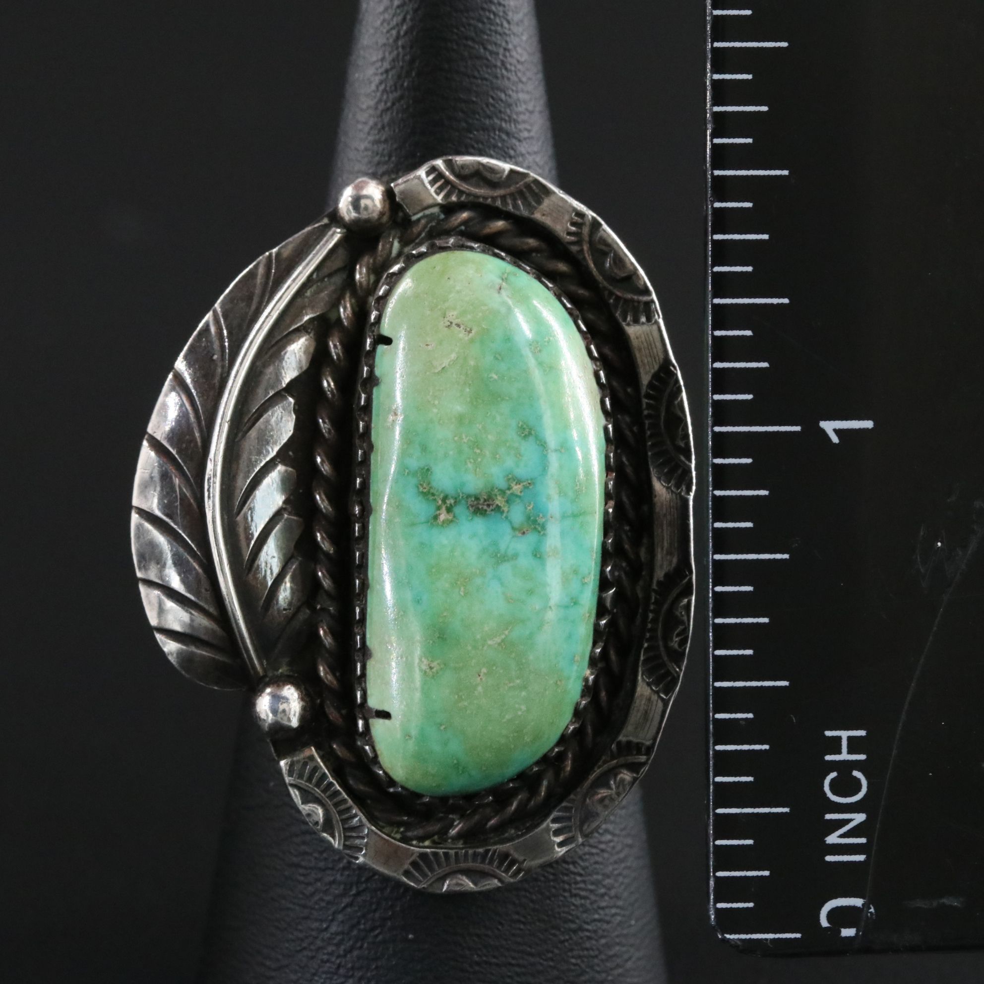 Southwestern Sterling Turquoise Appliqué Ring